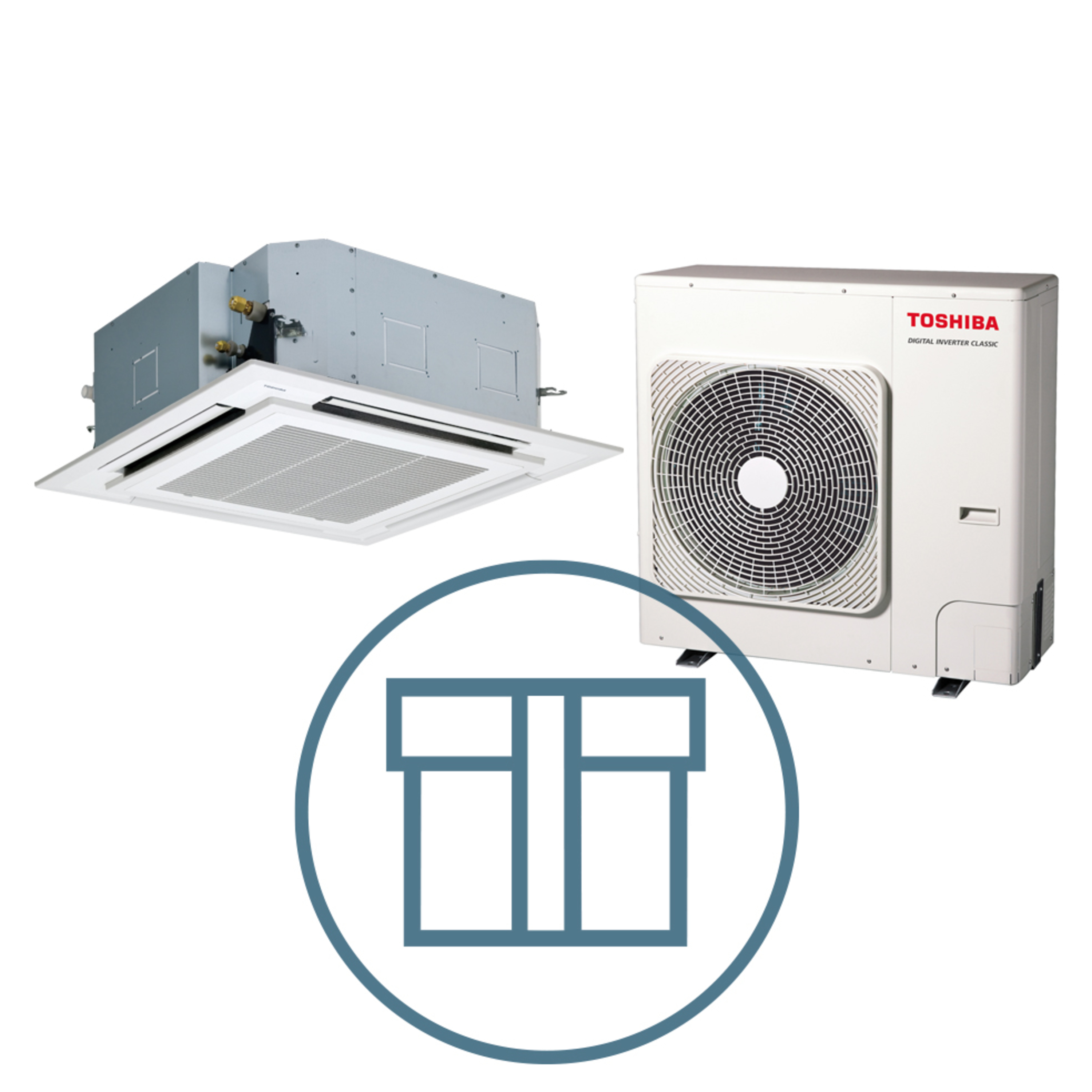 Digital Inverter Classic 1601 m/ 4-veis takkassett, hvit, systempakke luft-luft varmepumpe