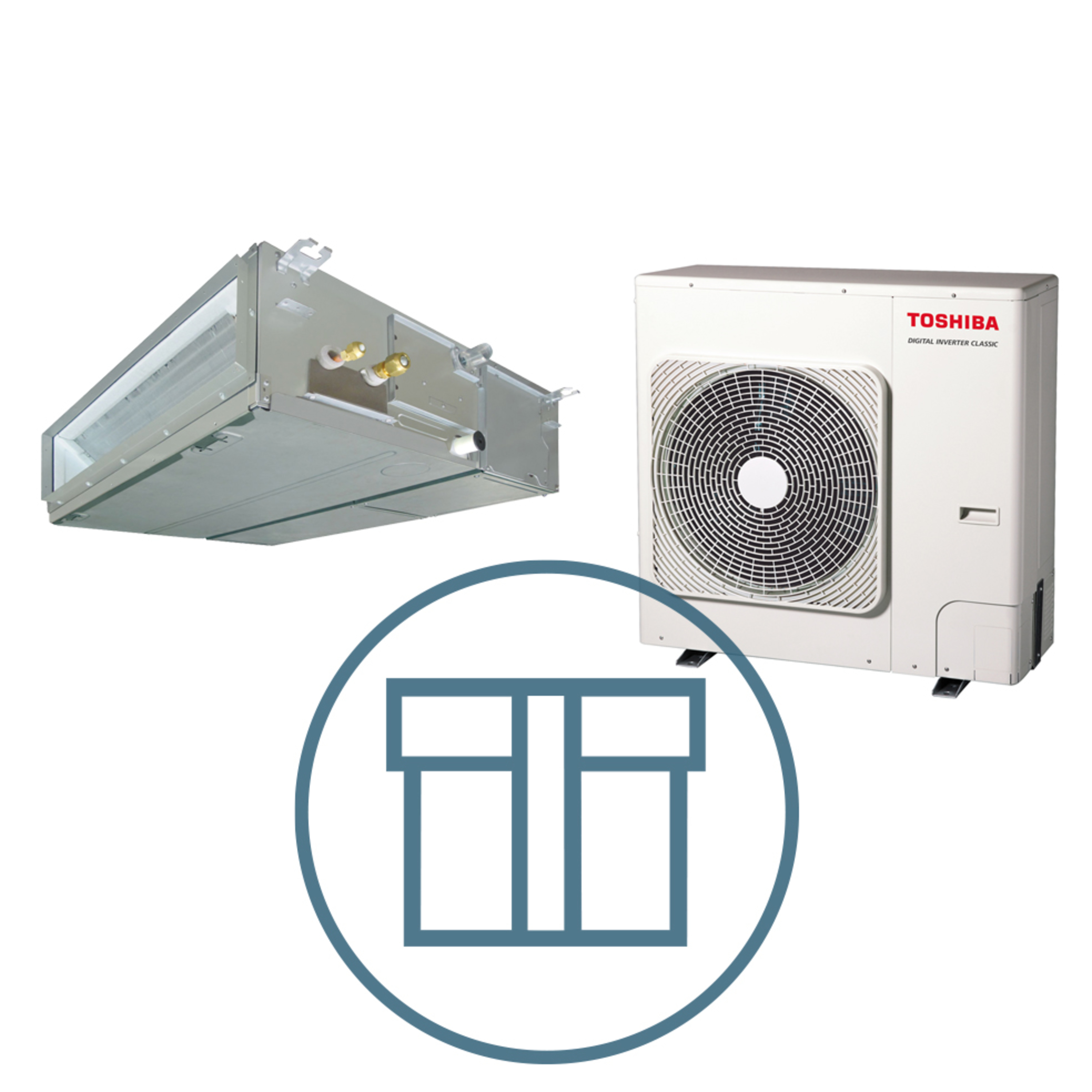 Digital Inverter Classic 1601 m/ kanalmodell, systempakke luft-luft varmepumpe