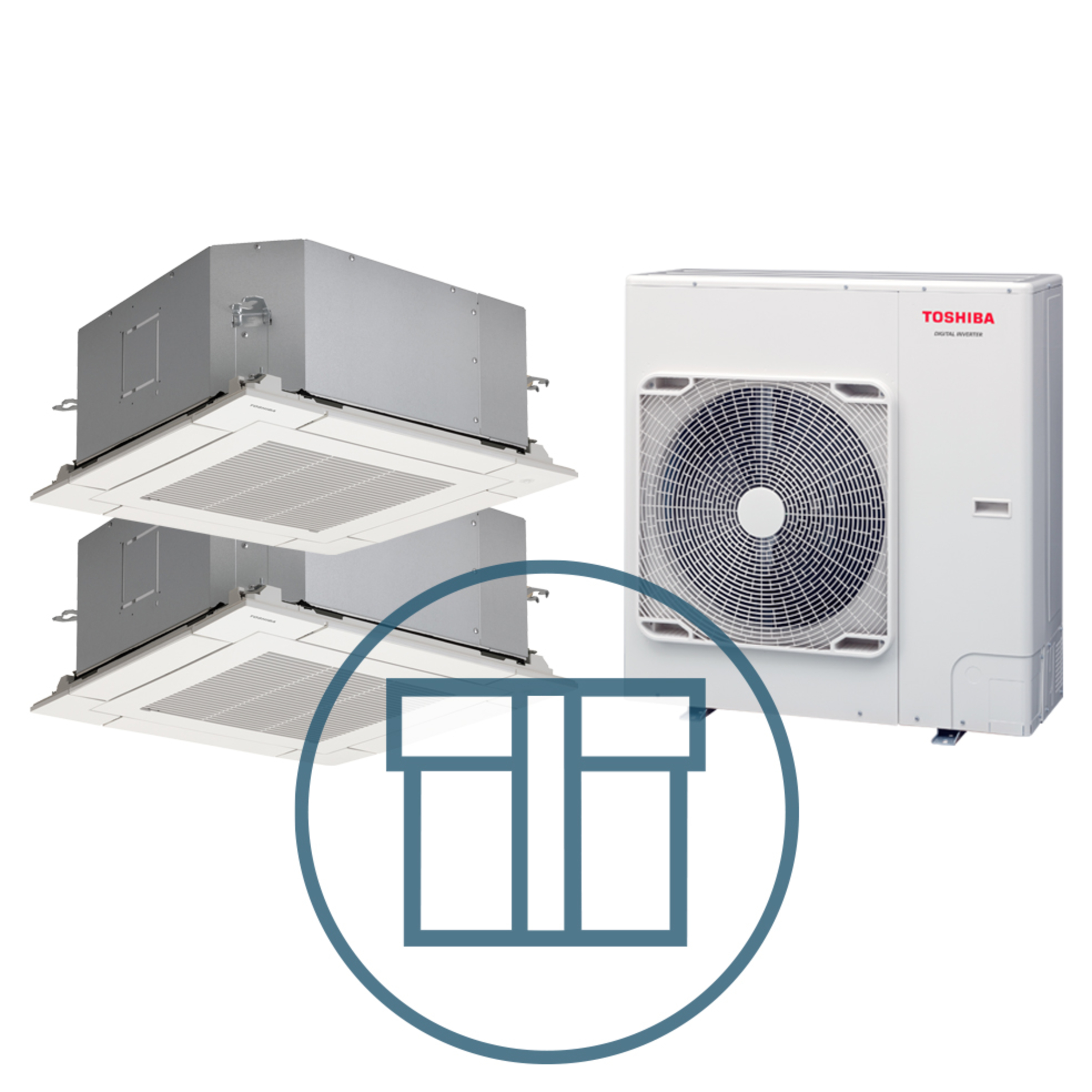 Digital Inverter 1102 m/ 2 x 4-veis minikassett, hvit, systempakke luft-luft varmepumpe