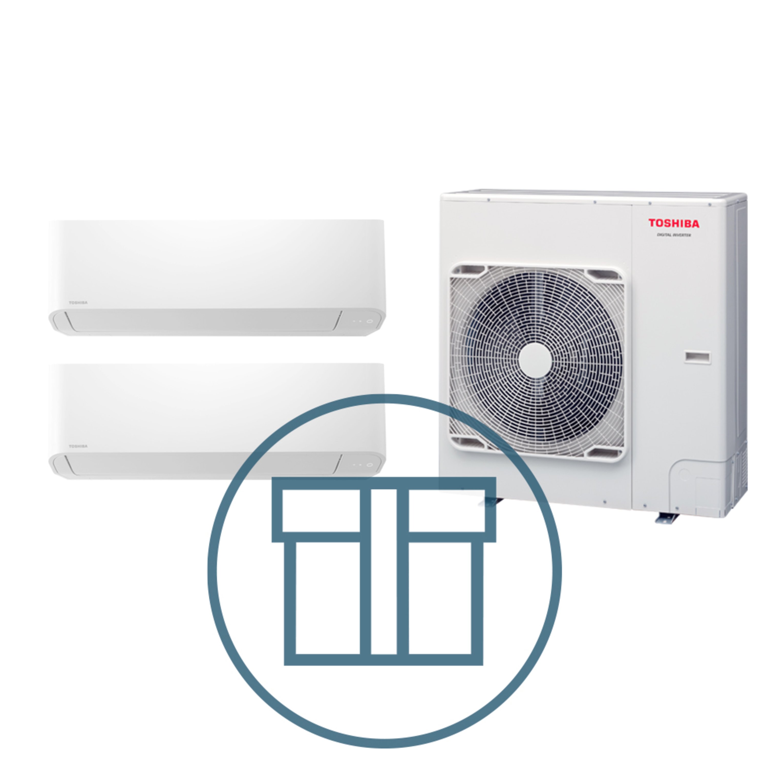 Digital Inverter 1402, m/ 2 x kompakt veggmodell, systempakke luft-luft varmepumpe