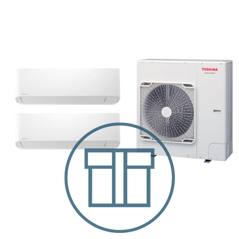 Digital Inverter 1402, m/ 2 x kompakt veggmodell, systempakke luft-luft varmepumpe