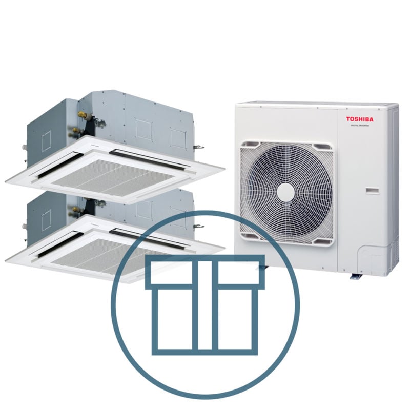 Digital Inverter 1402, m/ 2 x 4-veis takkassett, systempakke luft-luft varmepumpe