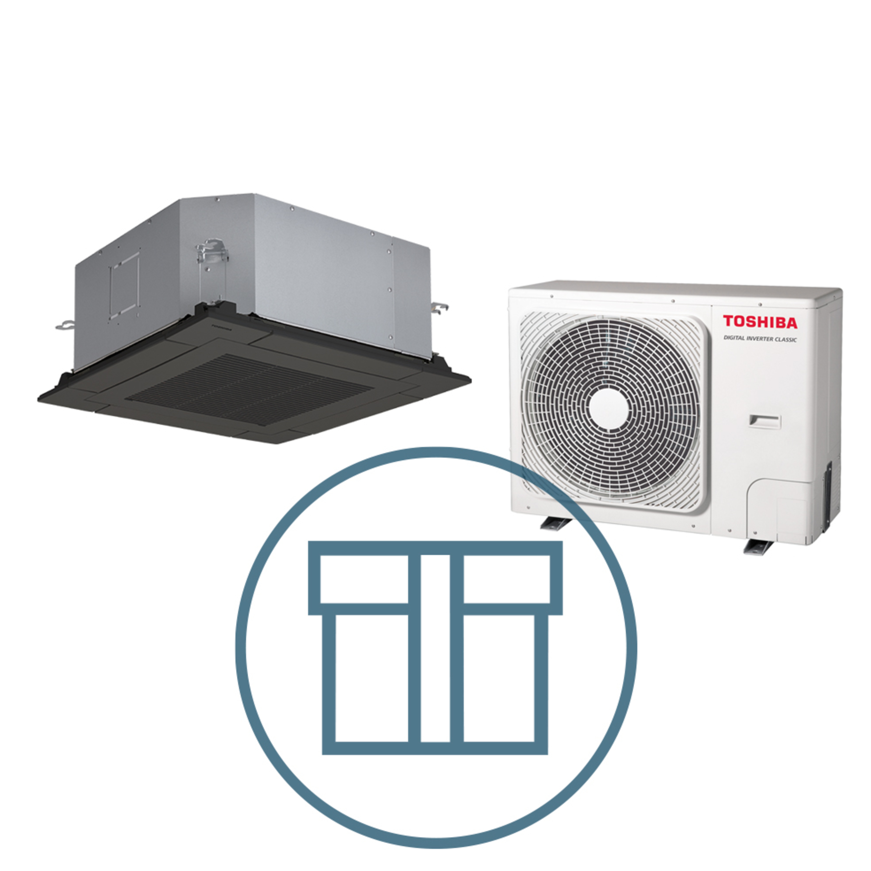 Digital Inverter Classic 1401 m/ 4-veis takkassett, sort, systempakke luft-luft varmepumpe