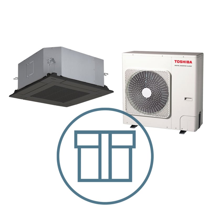 Digital Inverter Classic 1601 m/ 4-veis takkassett, sort, systempakke luft-luft varmepumpe