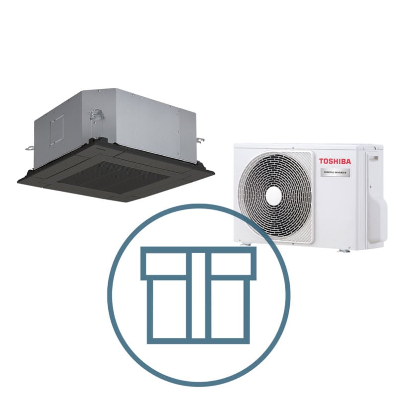 Digital Inverter 561-Full korrosjon m/ 4-veis MUT-minikassett, sort, systempakke luft-luft varmepump