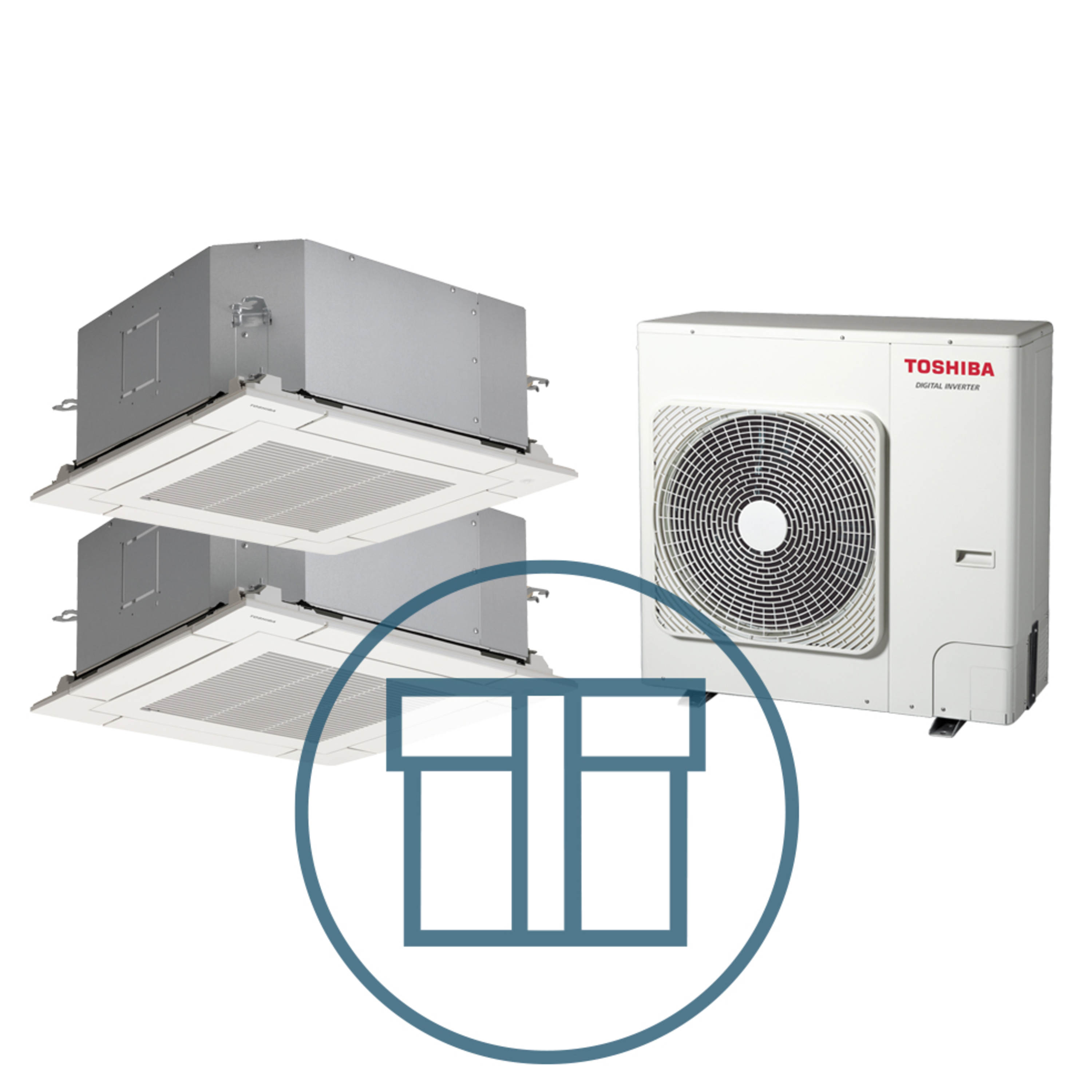 Digital Inverter 1103 m/ 2 x 4-veis minikassett, hvit, systempakke luft-luft varmepumpe