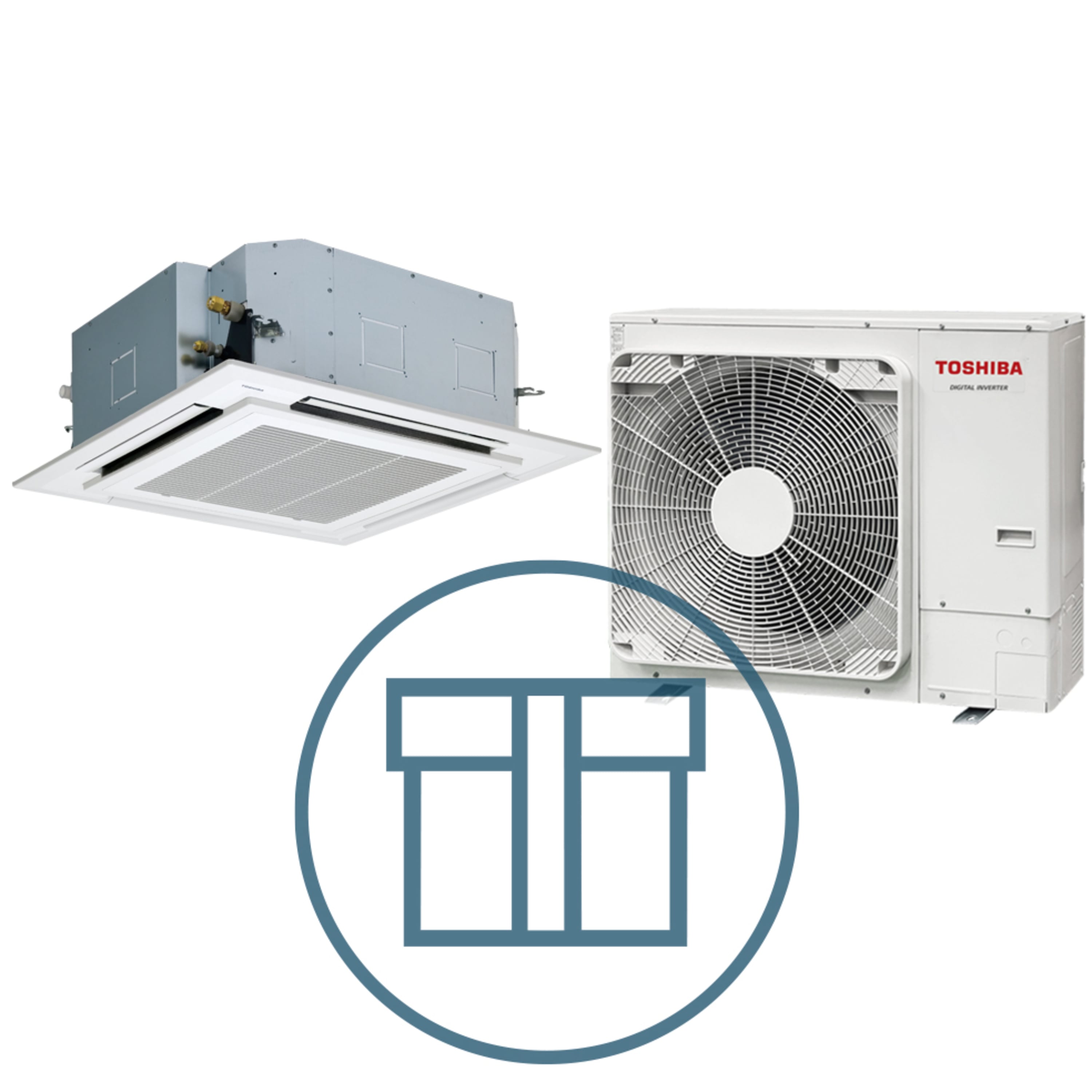 Digital Inverter 1603 m/ 4-veis takkassett, hvit, systempakke luft-luft varmepumpe