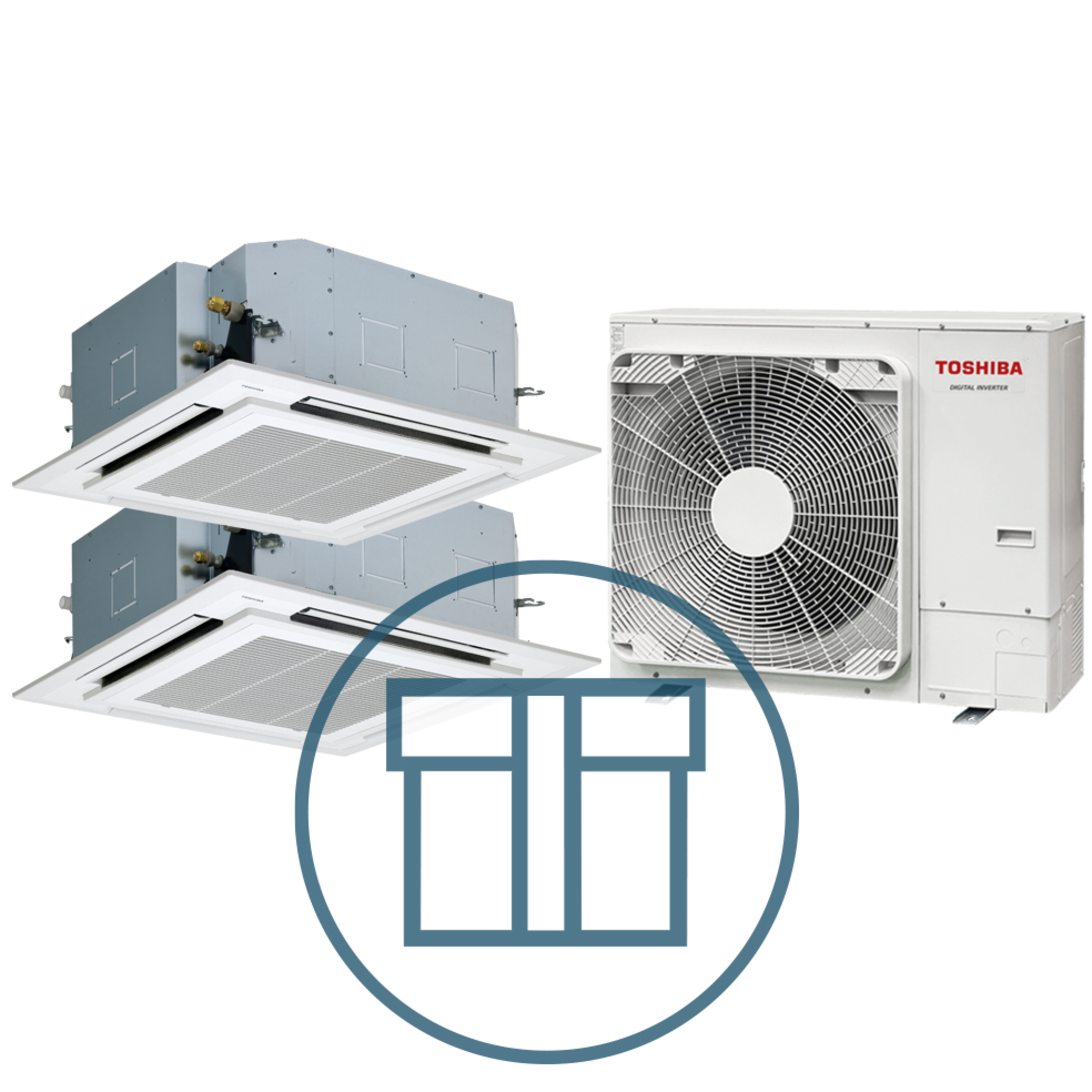 Digital Inverter 1603 m/ 2 x 4-veis takkassett, hvit, systempakke luft-luft varmepumpe
