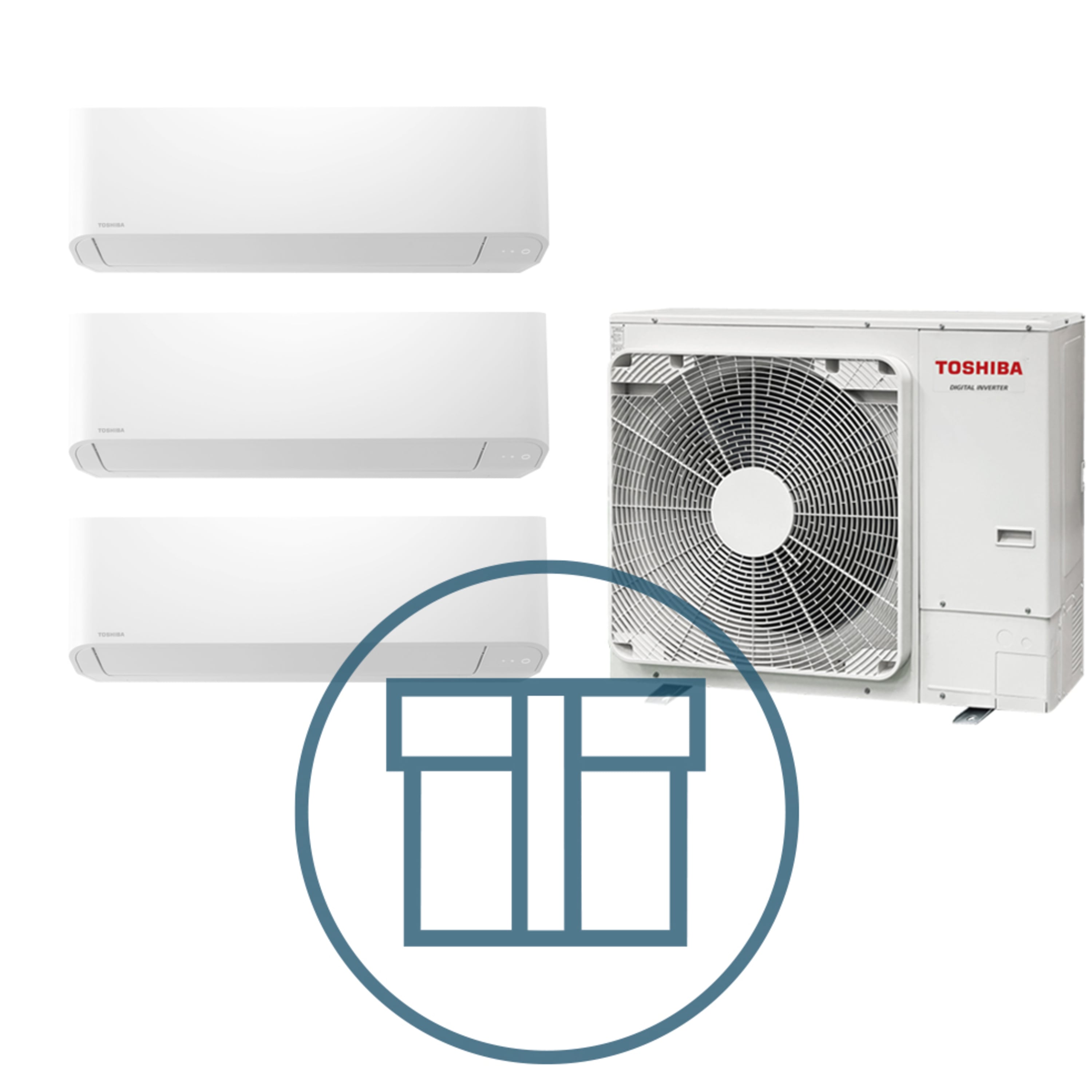 Digital Inverter 1603 m/ 3 x veggmodell, systempakke luft-luft varmepumpe