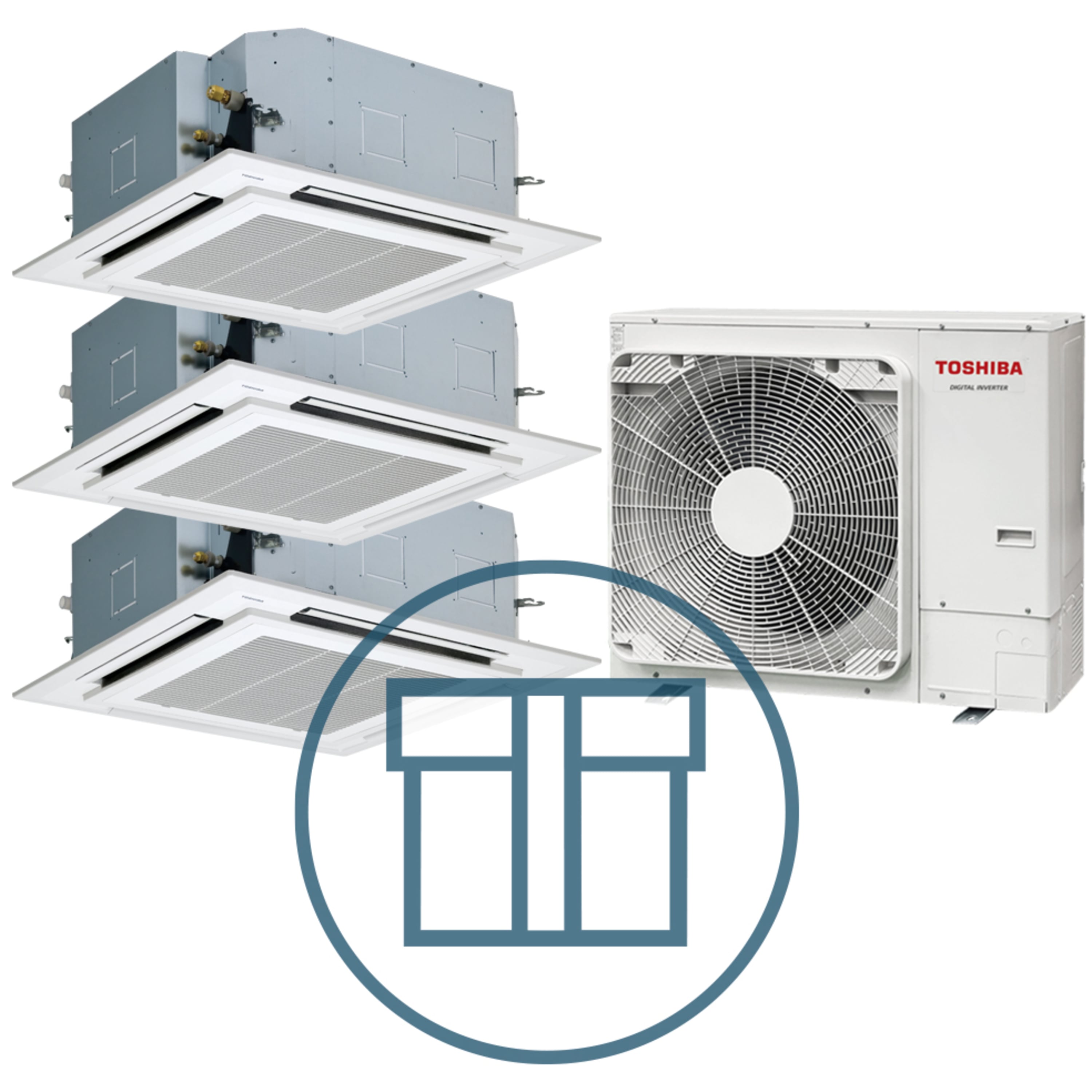 Digital Inverter 1603 m/ 3 x 4-veis takkassett, hvit, systempakke luft-luft varmepumpe