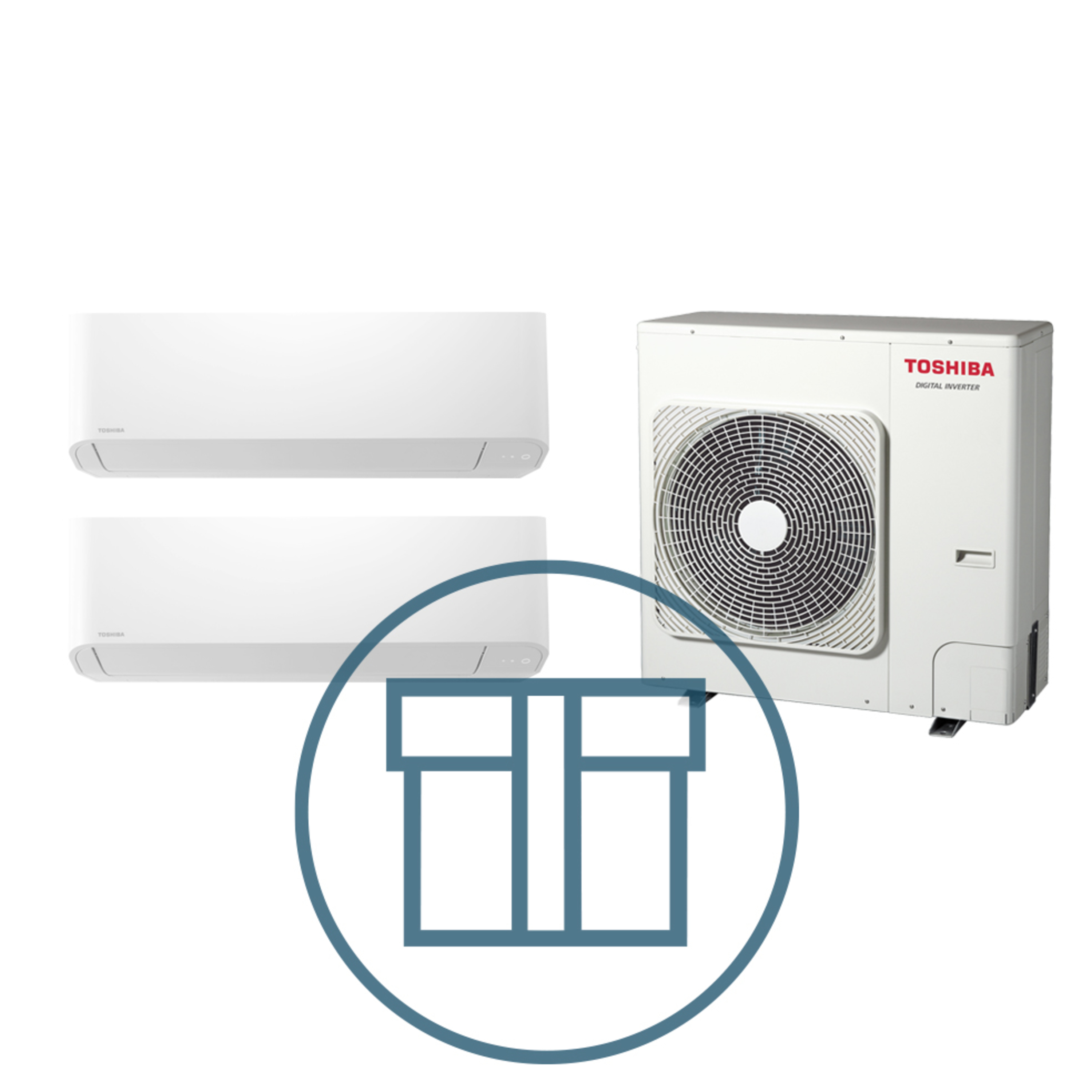 Digital Inverter 1403 m/ 2 x veggmodell, systempakke luft-luft varmepumpe