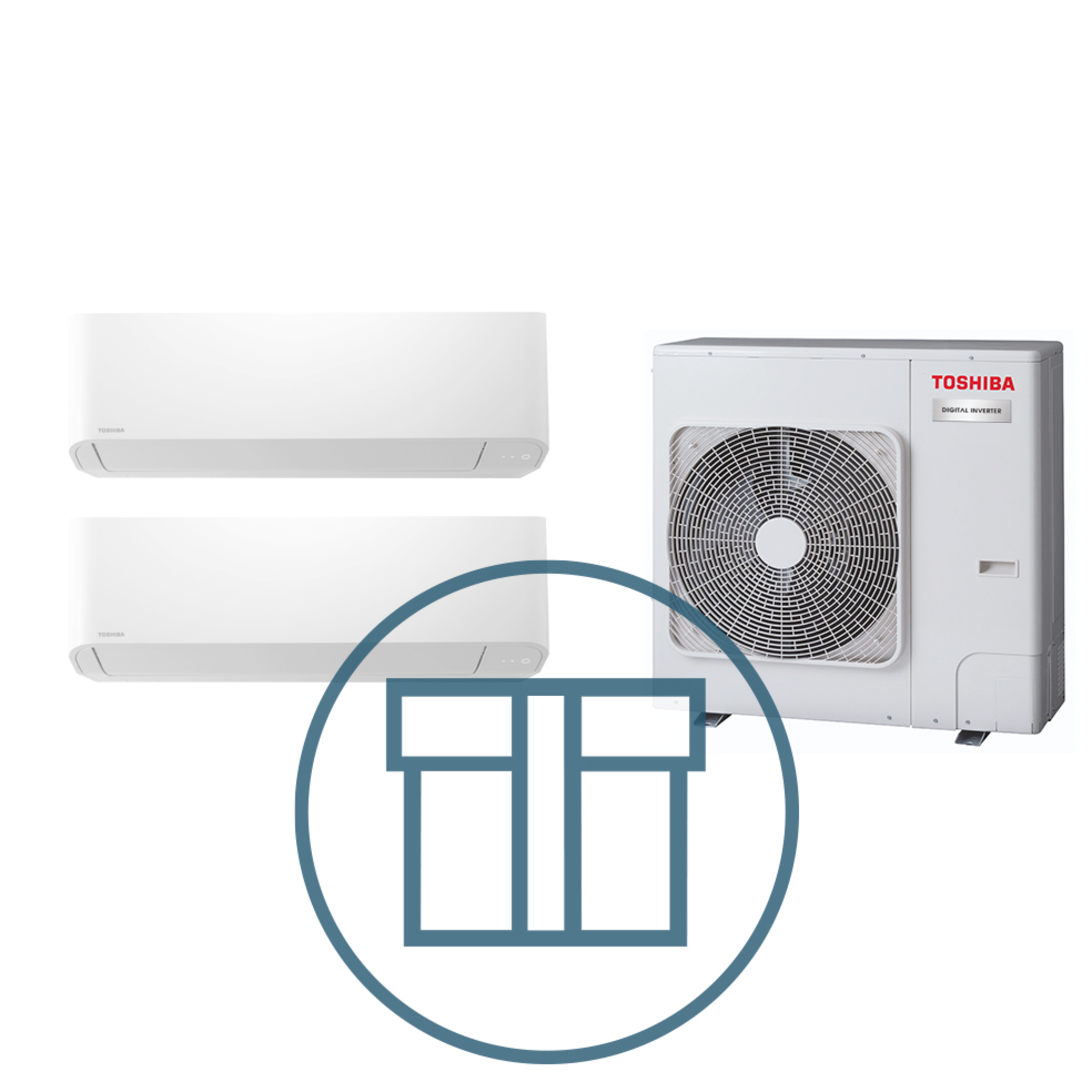 Digital Inverter 1401 m/ 2 x kompakt veggmodell, systempakke luft-luft varmepumpe