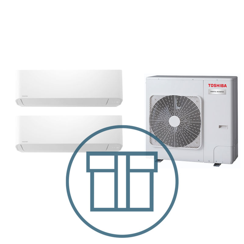 Digital Inverter 1401 m/ 2 x kompakt veggmodell, systempakke luft-luft varmepumpe