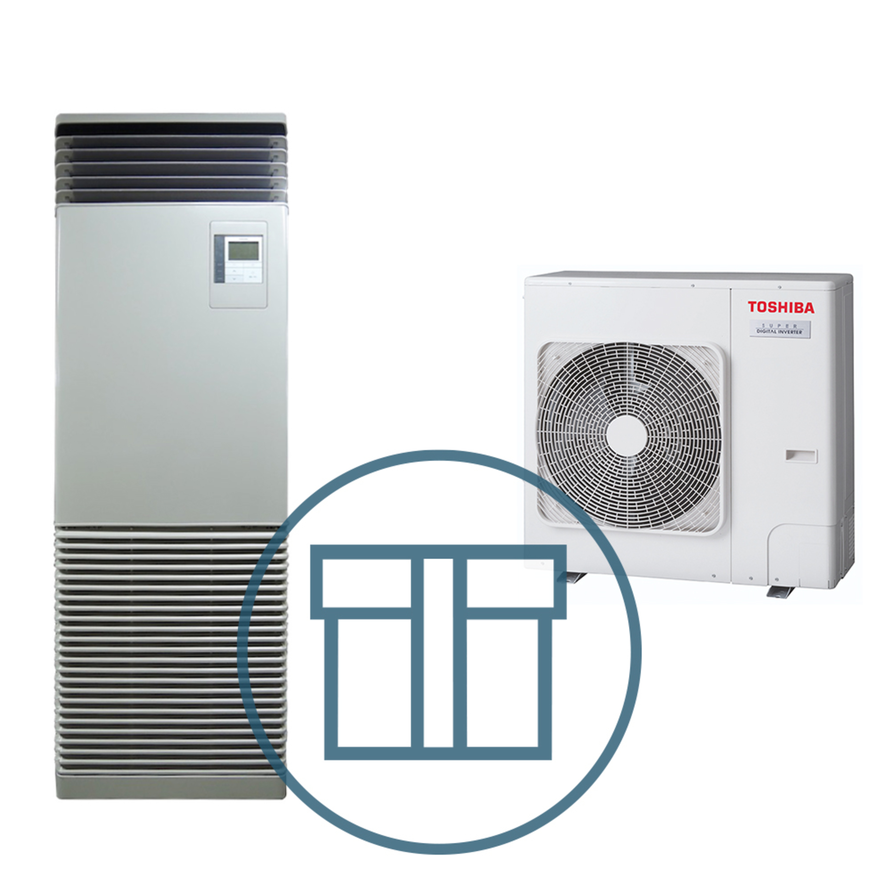 Super Digital Inverter 803 m/ gulvstående innedel, systempakke luft-luft varmepumpe