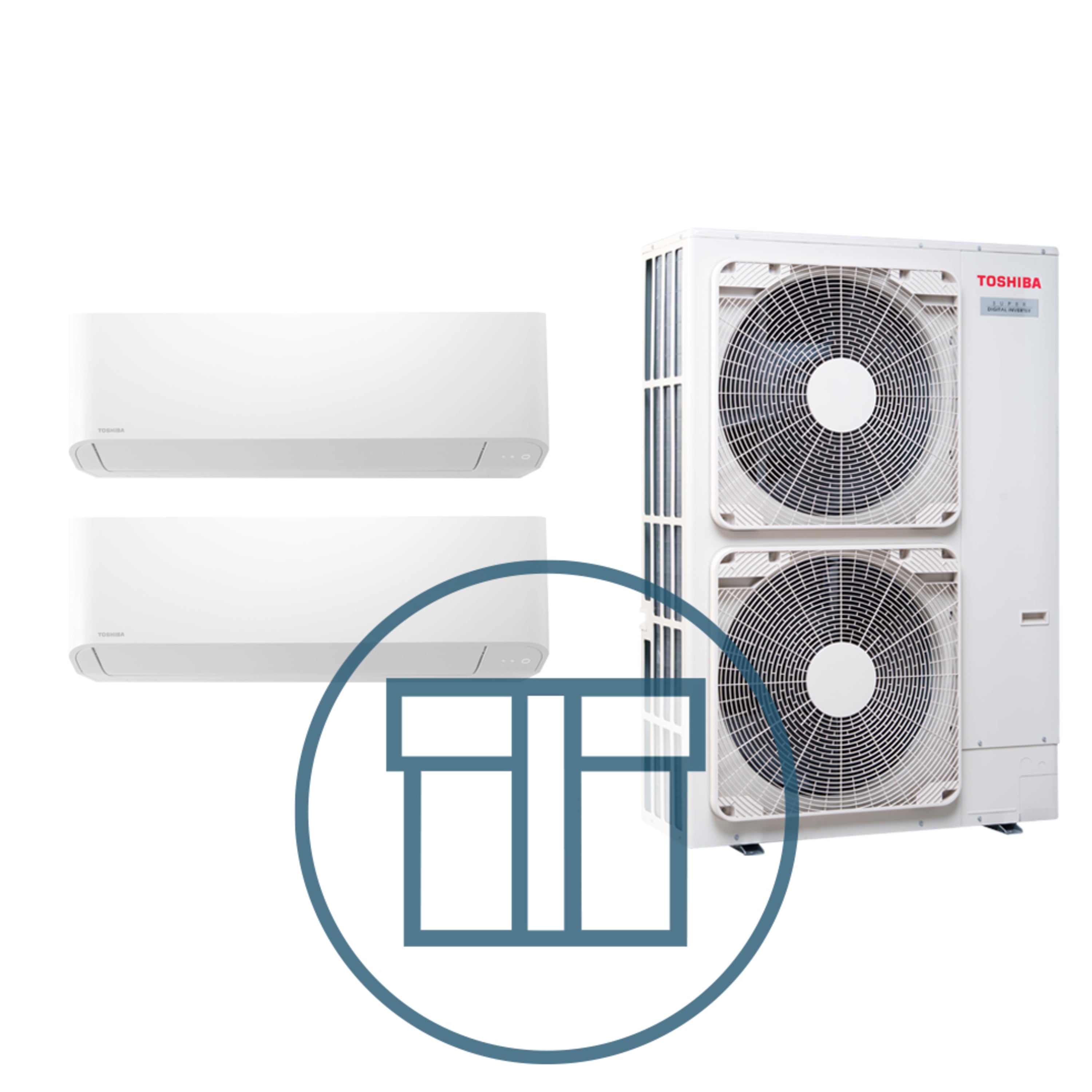 Super Digital Inverter 1103 m/ 2 x kompakt veggmodell, systempakke luft-luft varmepumpe