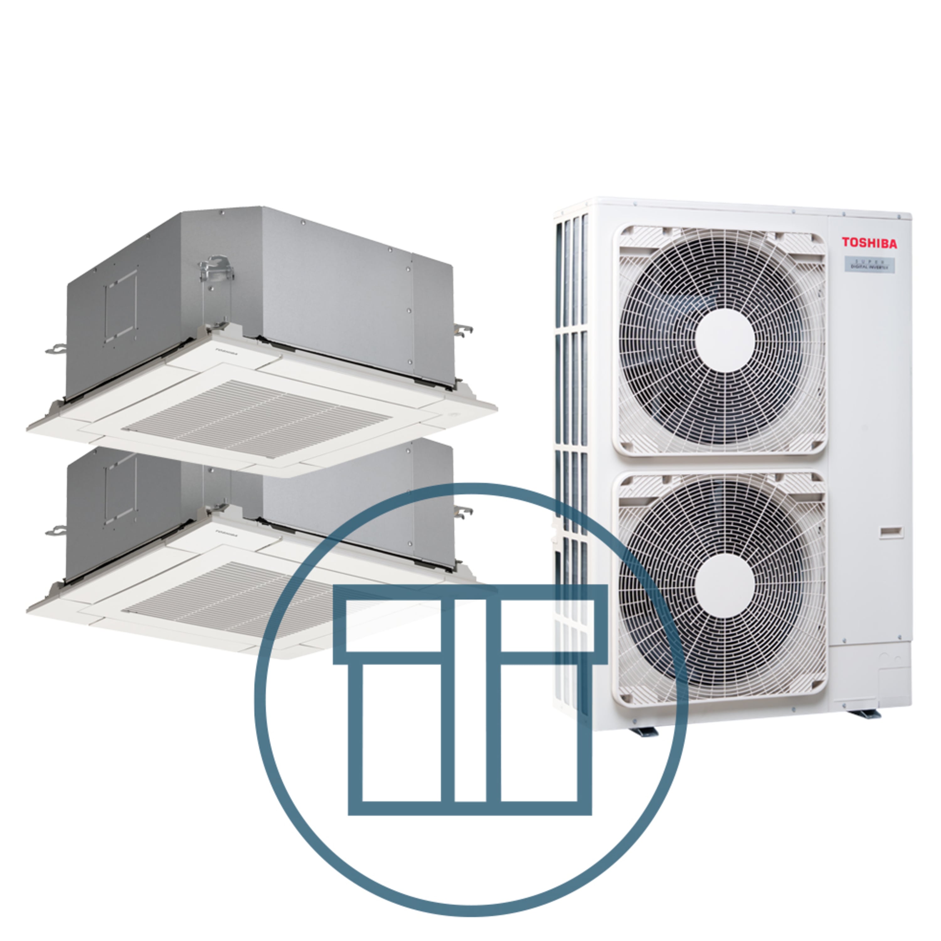 Super Digital Inverter 1103 m/ 2 x 4-veis minikassett, hvit, systempakke luft-luft varmepumpe