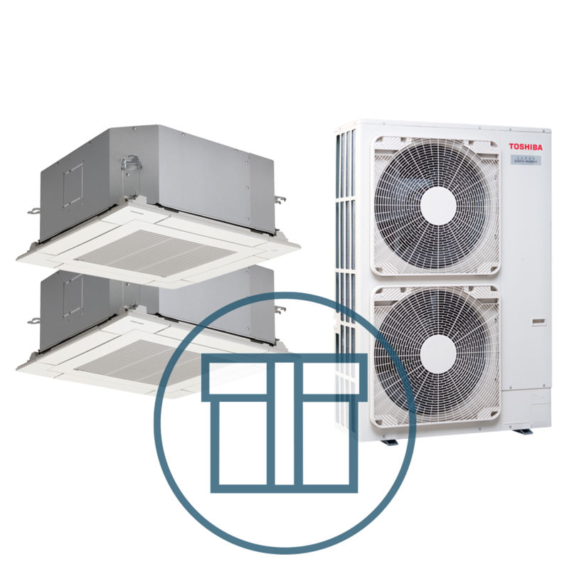 Super Digital Inverter 1103 m/ 2 x 4-veis minikassett, hvit, systempakke luft-luft varmepumpe
