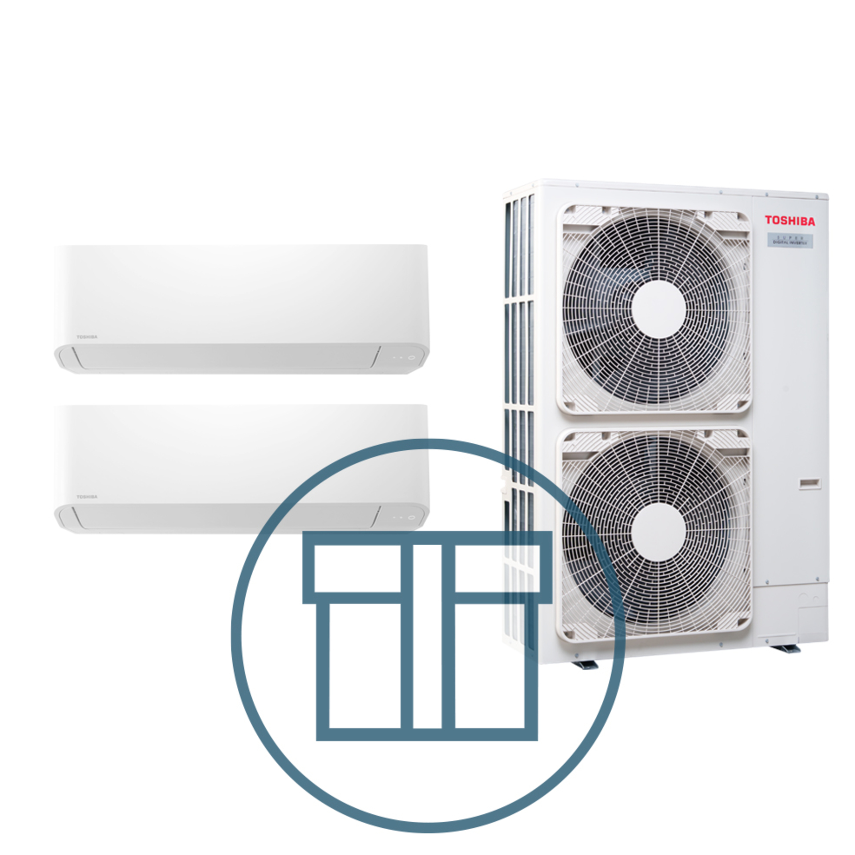 Super Digital Inverter 1403 m/ 2 x kompakt veggmodell, systempakke luft-luft varmepumpe
