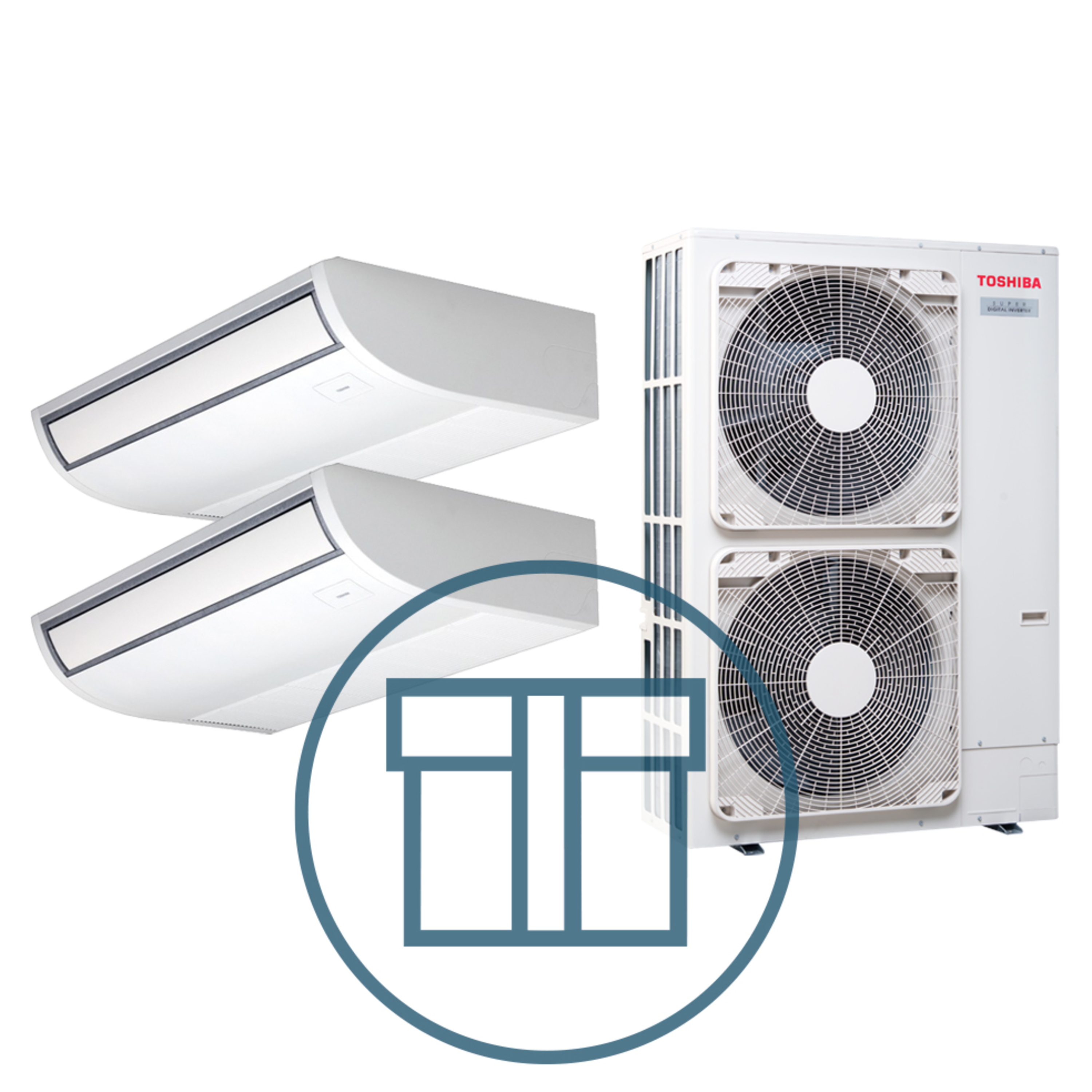 Super Digital Inverter 1403 m/ 2 x takmodell, systempakke luft-luft varmepumpe