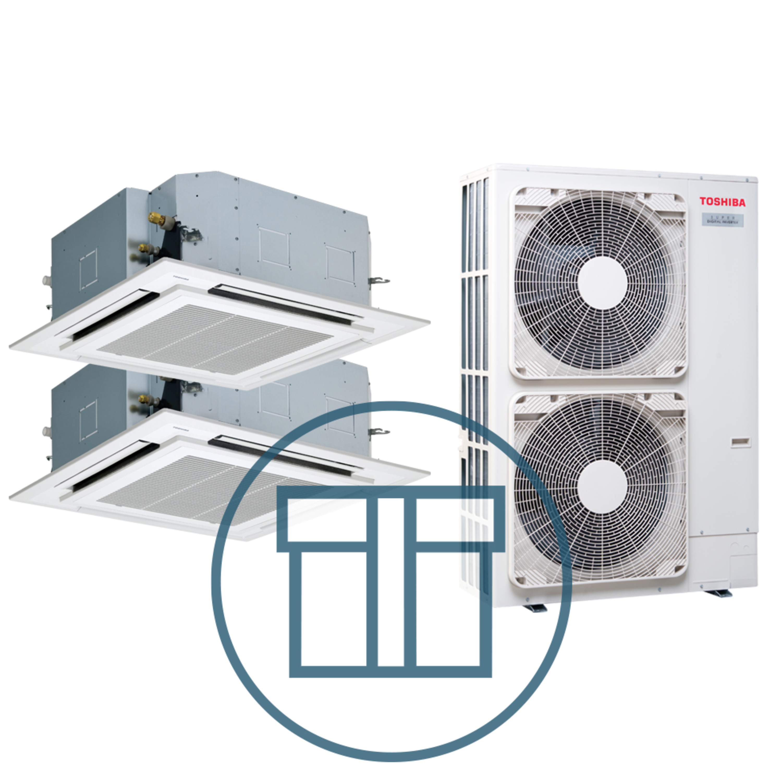 Super Digital Inverter 1403 m/ 2 x 4-veis takkassett, hvit, systempakke luft-luft varmepumpe