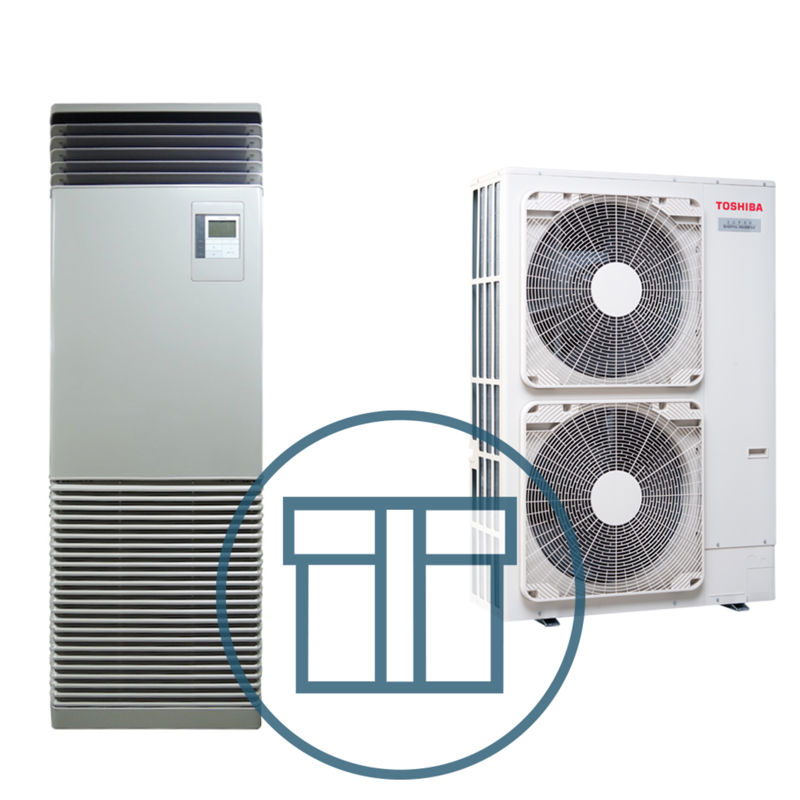 Super Digital Inverter 1603 m/ gulvstående innedel, systempakke luft-luft varmepumpe