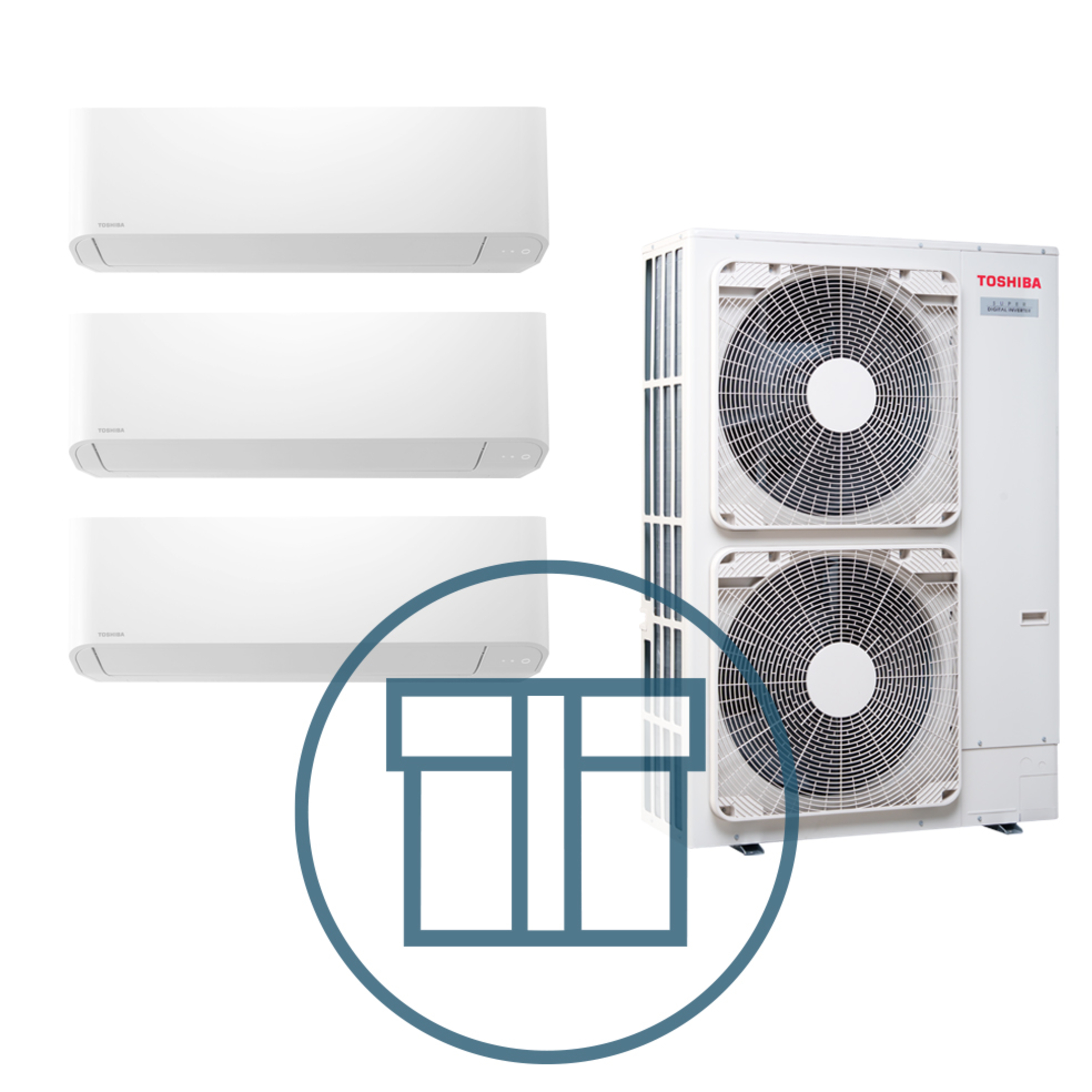 Super Digital Inverter 1603 m/ 3 x veggmodell, systempakke luft-luft varmepumpe