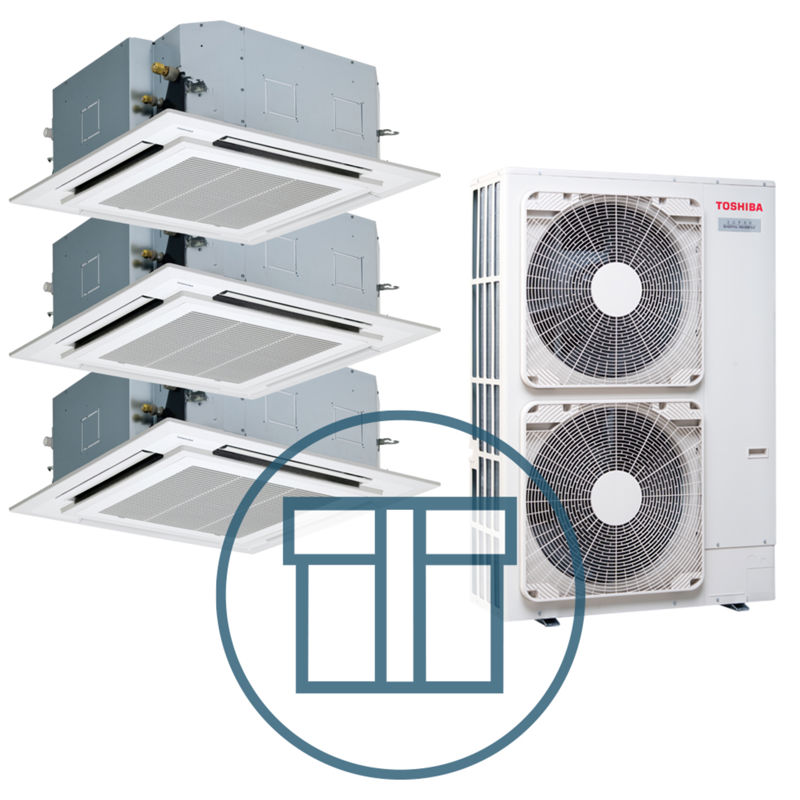 Super Digital Inverter 1603 m/ 3 x 4-veis takkassett, hvit, systempakke luft-luft varmepumpe