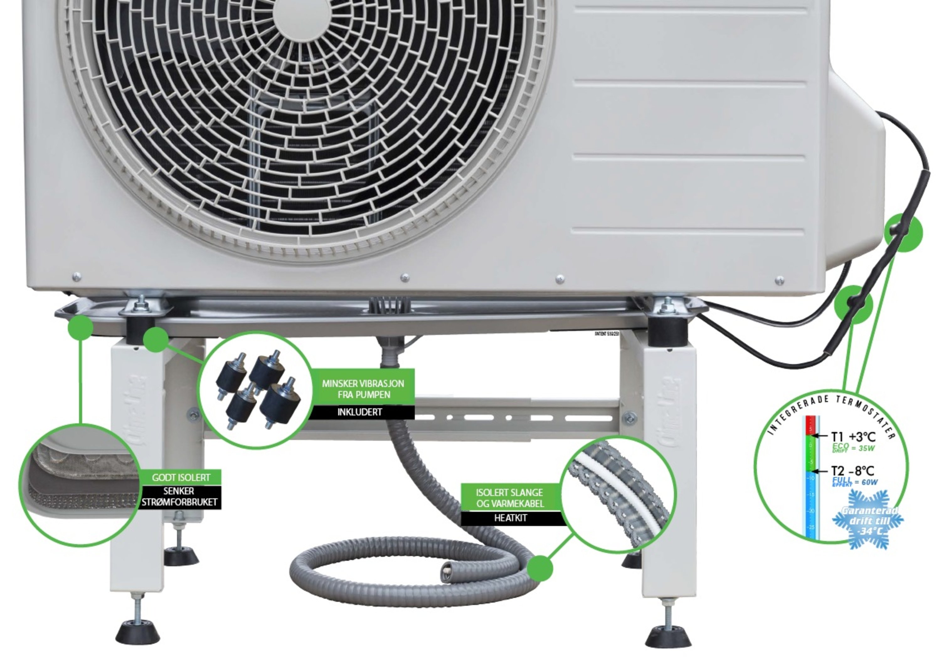 Pancake3 ECO dryppanne m/ vibrasjonsdempere og 2-trinns varme, 255 x 760 mm