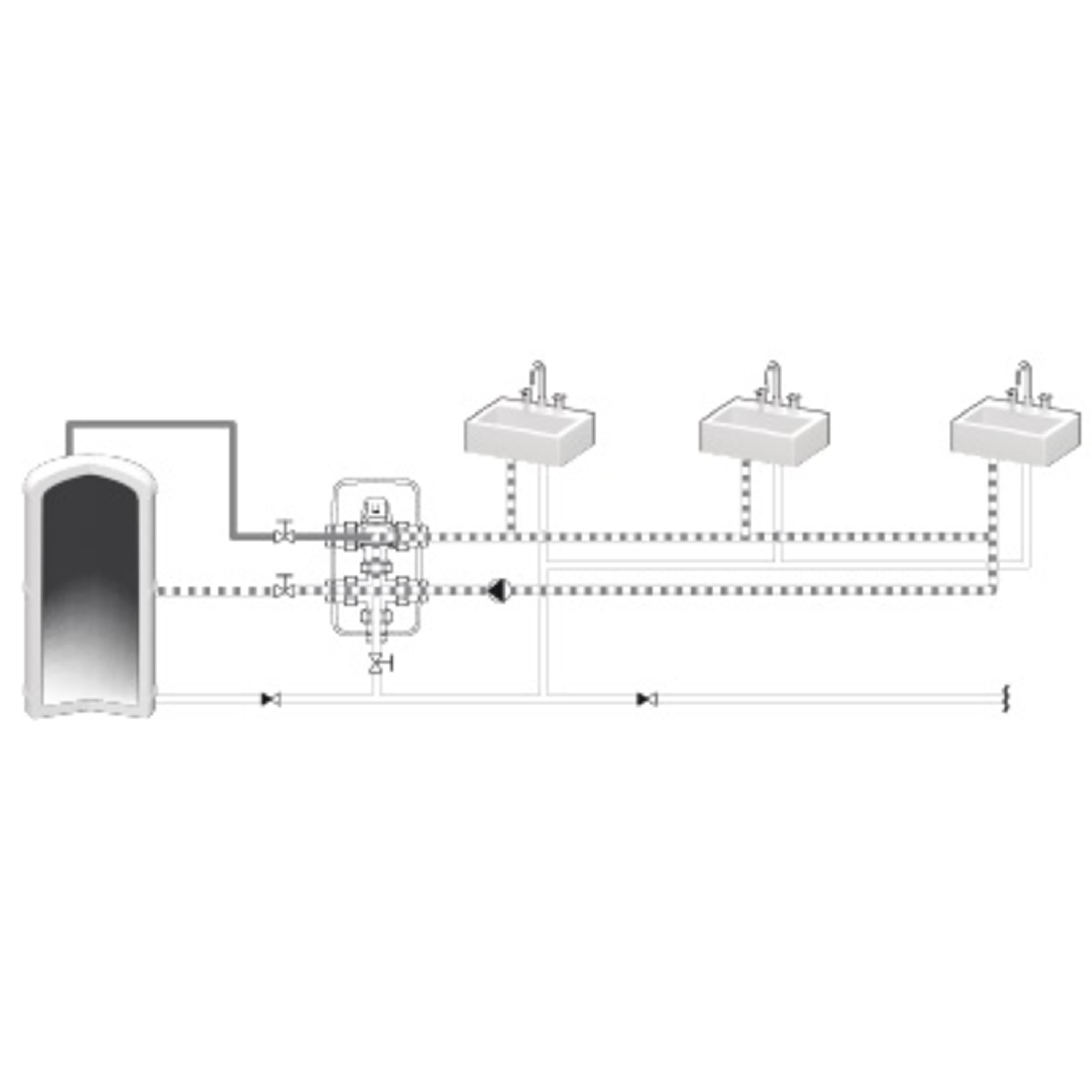 VTR322 termisk sirkulasjonsett, vvc 35 - 60 °C Kvs 1,6, 3/4" utv. gjenger