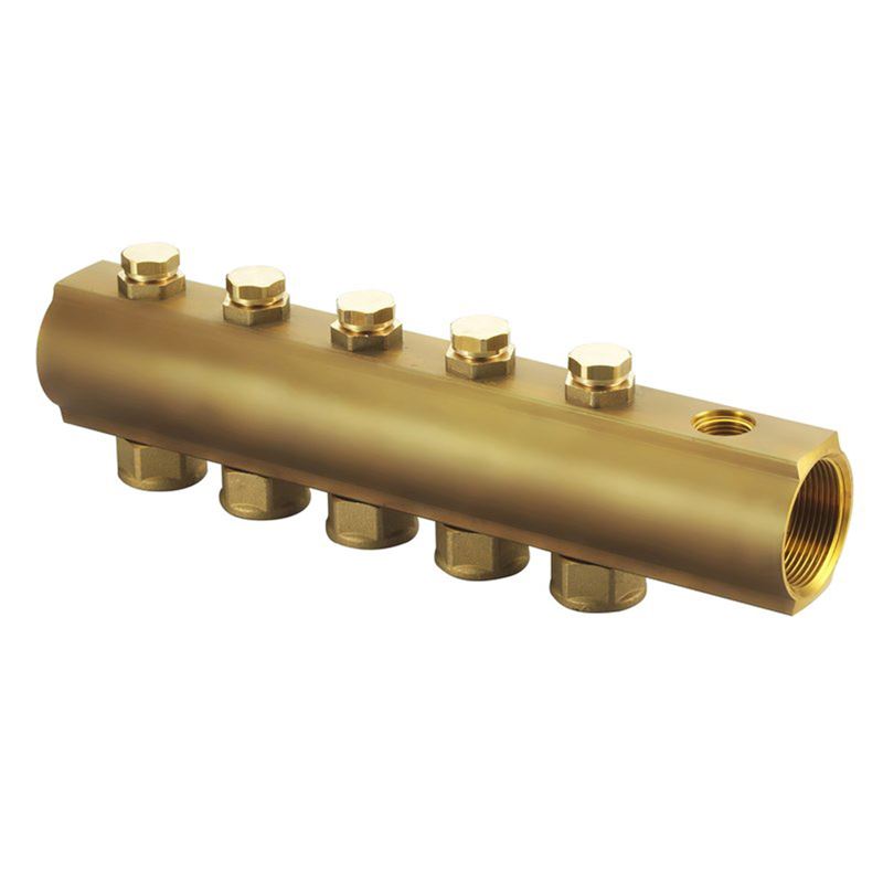 Turfordeler DN40 10 kurser, R 3/4&quot;, R 1/2&quot; ansl. for lufteventil
