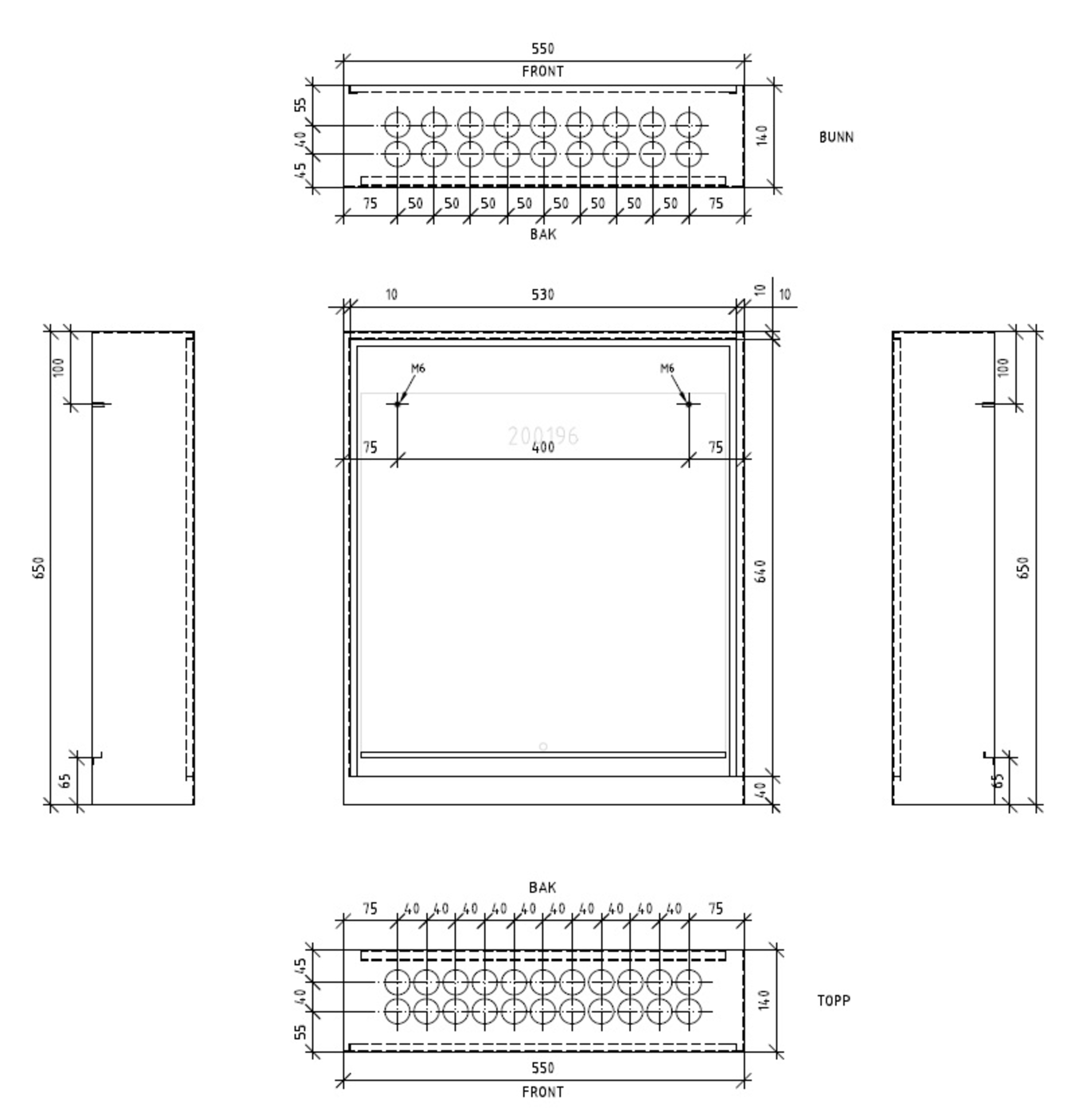 Fordelerskap VTS-140, 550x650 mm, RAL9016
