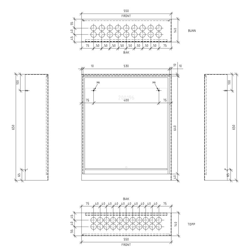 Fordelerskap VTS-140, 550x650 mm, RAL9016