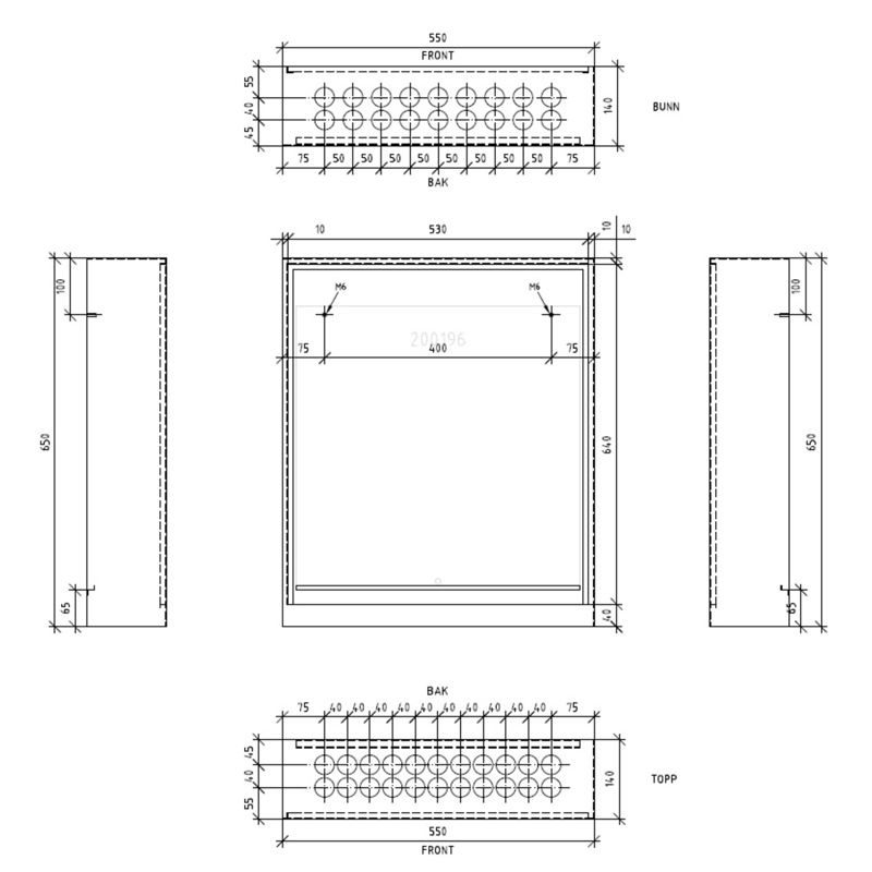 Fordelerskap VTS-140, 550x650 mm, RAL9016