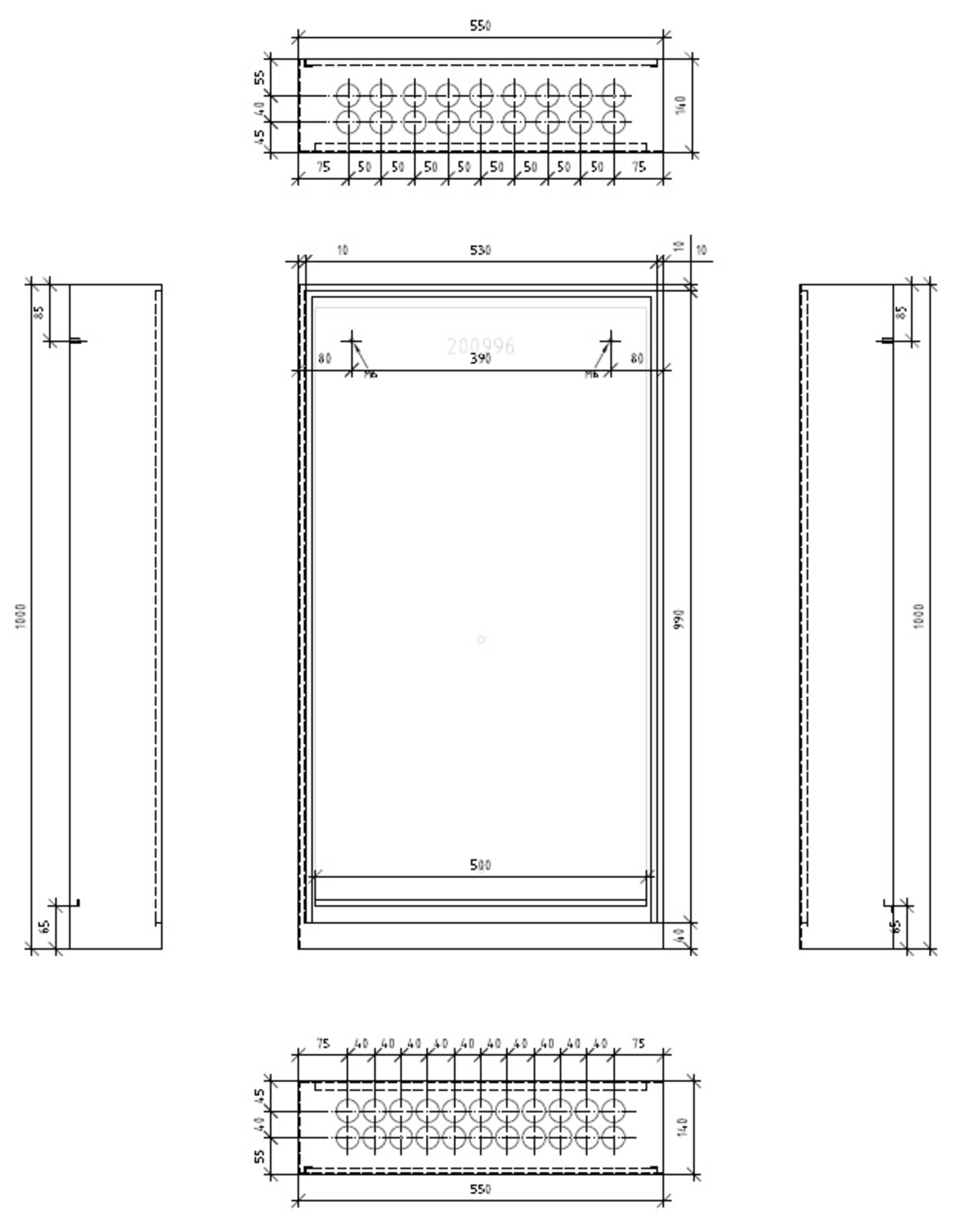 Fordelerskap VTS-140, 550x1000 mm, RAL9016