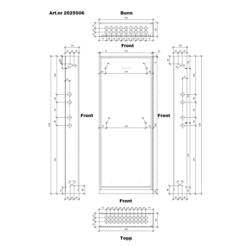 Fordelerskap VTS-140, 550x1400 mm, RAL9016