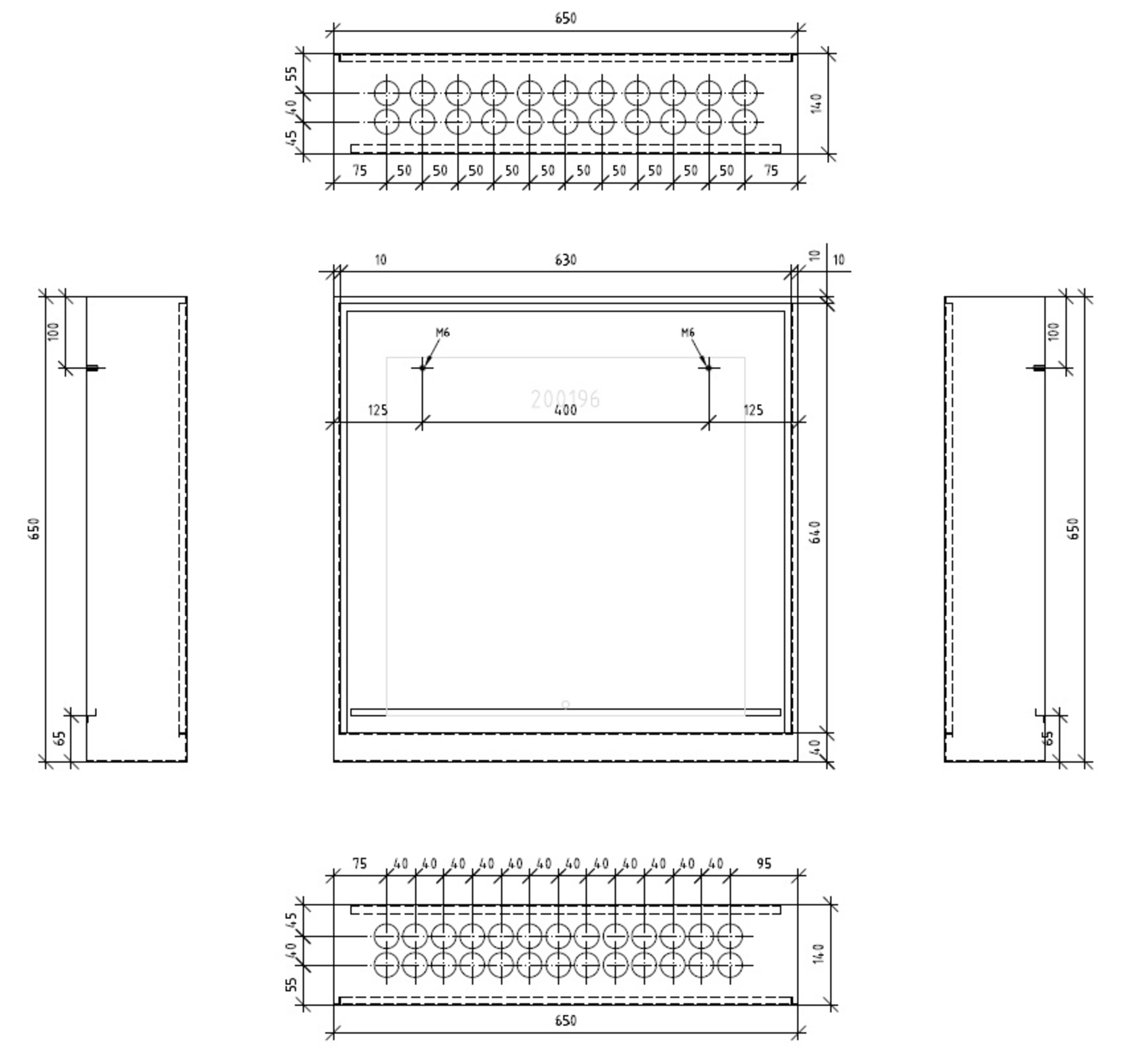 Fordelerskap VTS-140, 650x650 mm, RAL9016