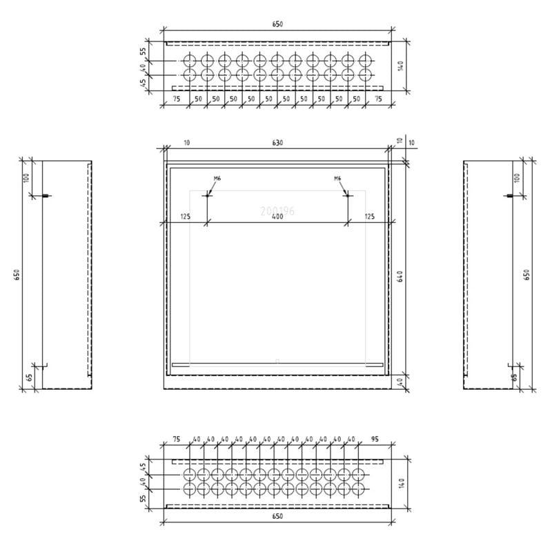 Fordelerskap VTS-140, 650x650 mm, RAL9016