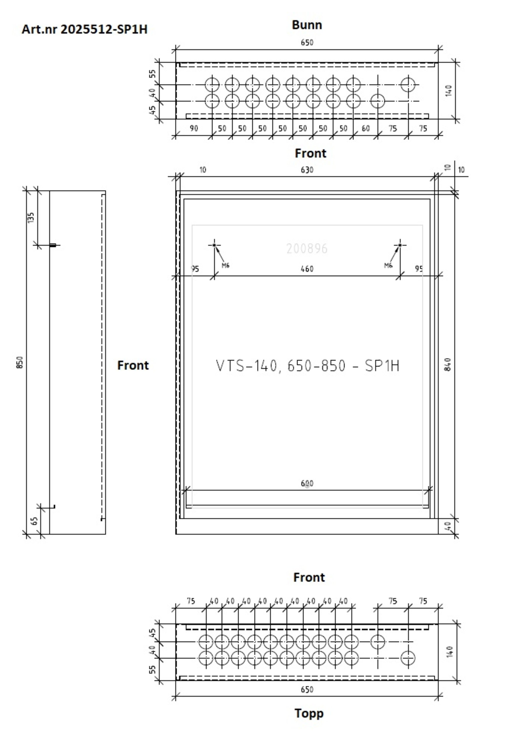 Fordelerskap VTS-140, 650x850 SP1H