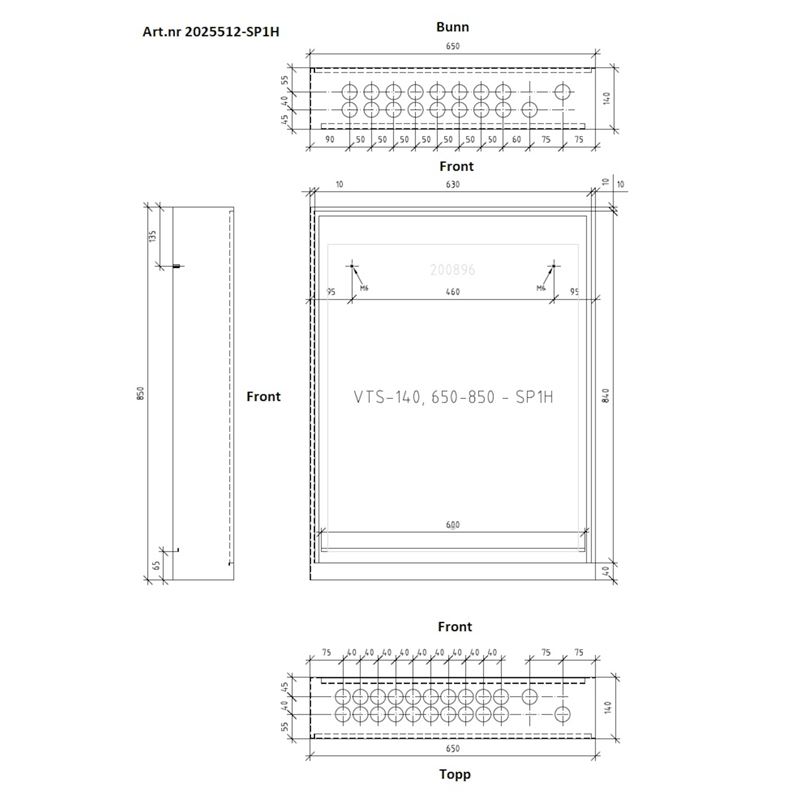 Fordelerskap VTS-140, 650x850 SP1H