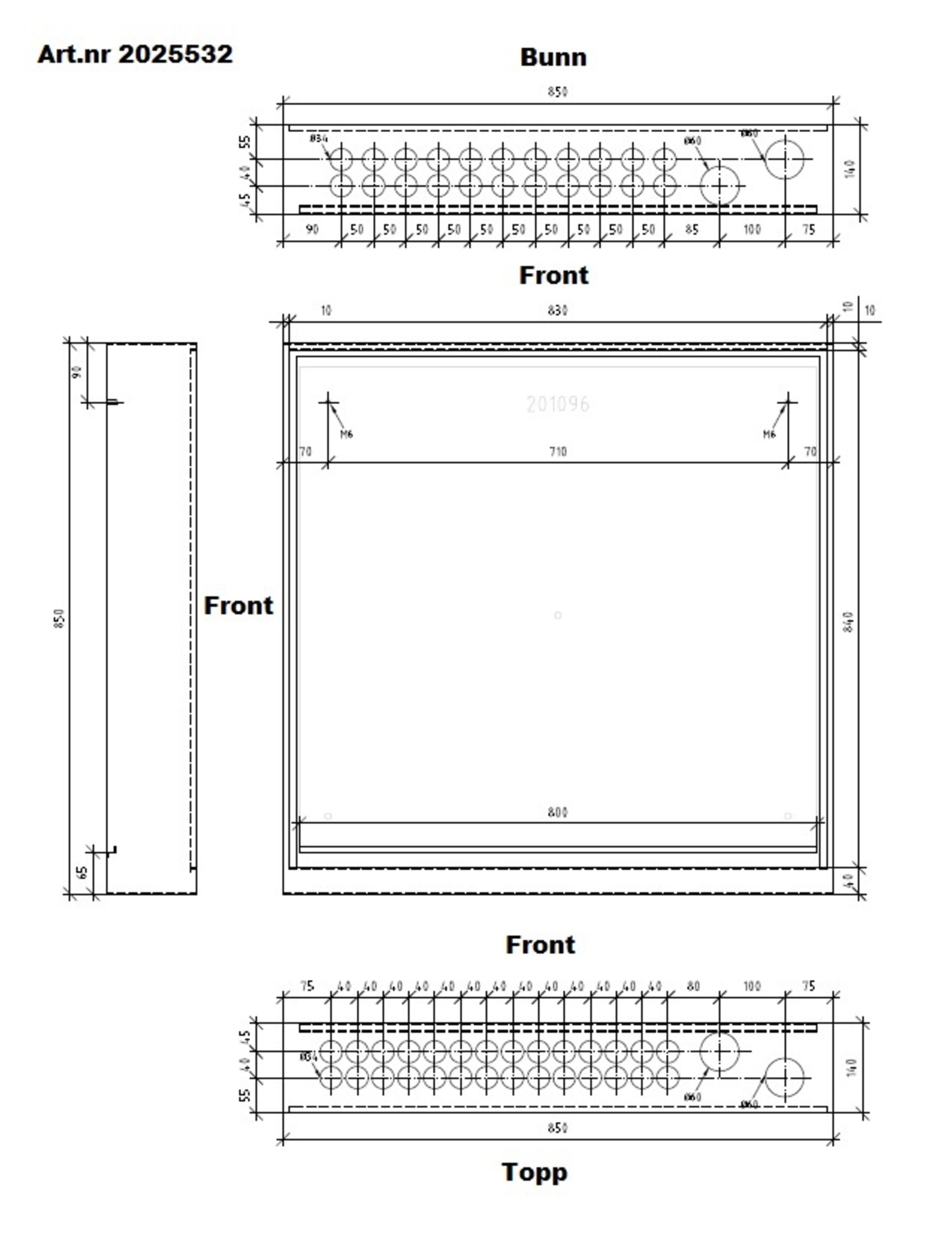 Fordelerskap VTS-140, 850x850 mm, RAL9016