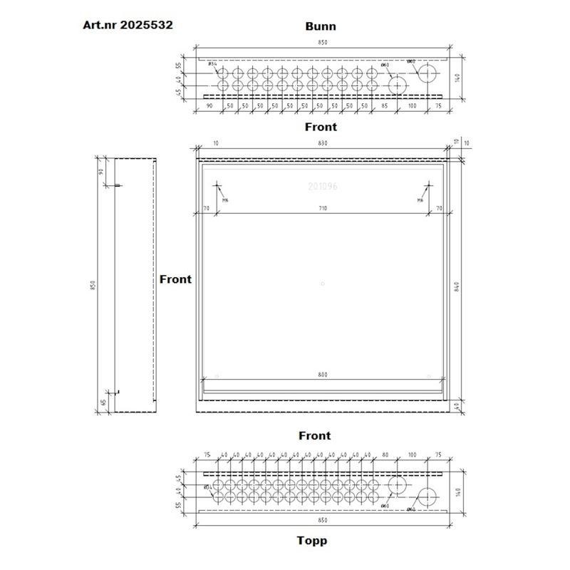 Fordelerskap VTS-140, 850x850 mm, RAL9016