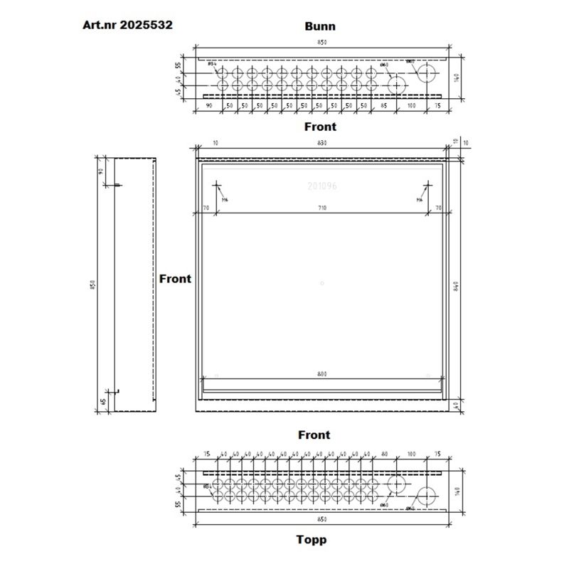 Fordelerskap VTS-140, 850x850 mm, RAL9016