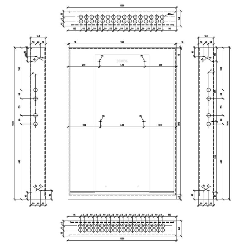 Fordelerskap VTS-140, 1000x1400 mm, RAL9016