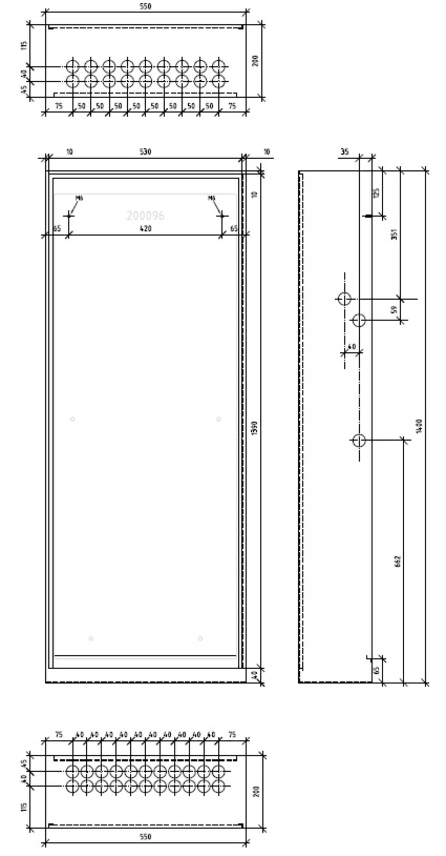 Fordelerskap VTS-200, 550x1400 mm, SP1, RAL9016