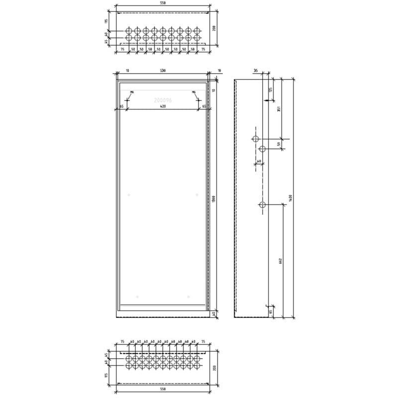 Fordelerskap VTS-200, 550x1400 mm, SP1, RAL9016