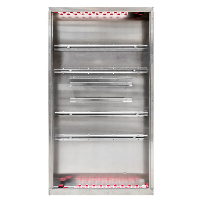 Gulvvarmeskap for to rørfordelere, HxBxD 1300x700x108 mm, uten ramme og dør