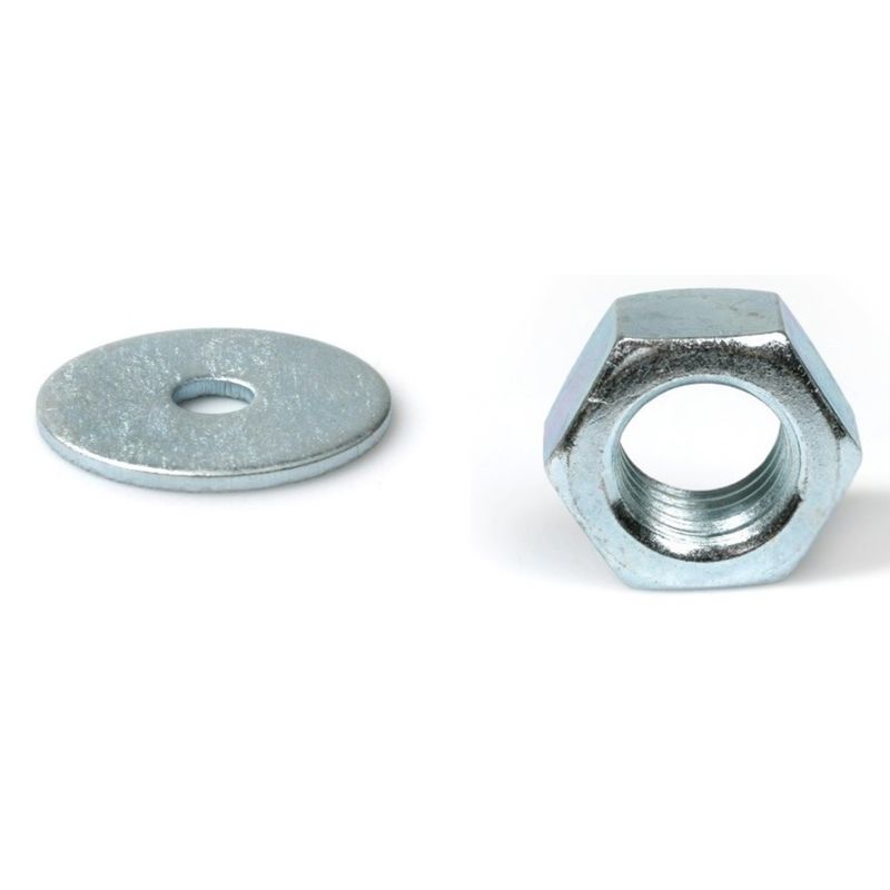 Sekskantmutter og stoppeskive, M5