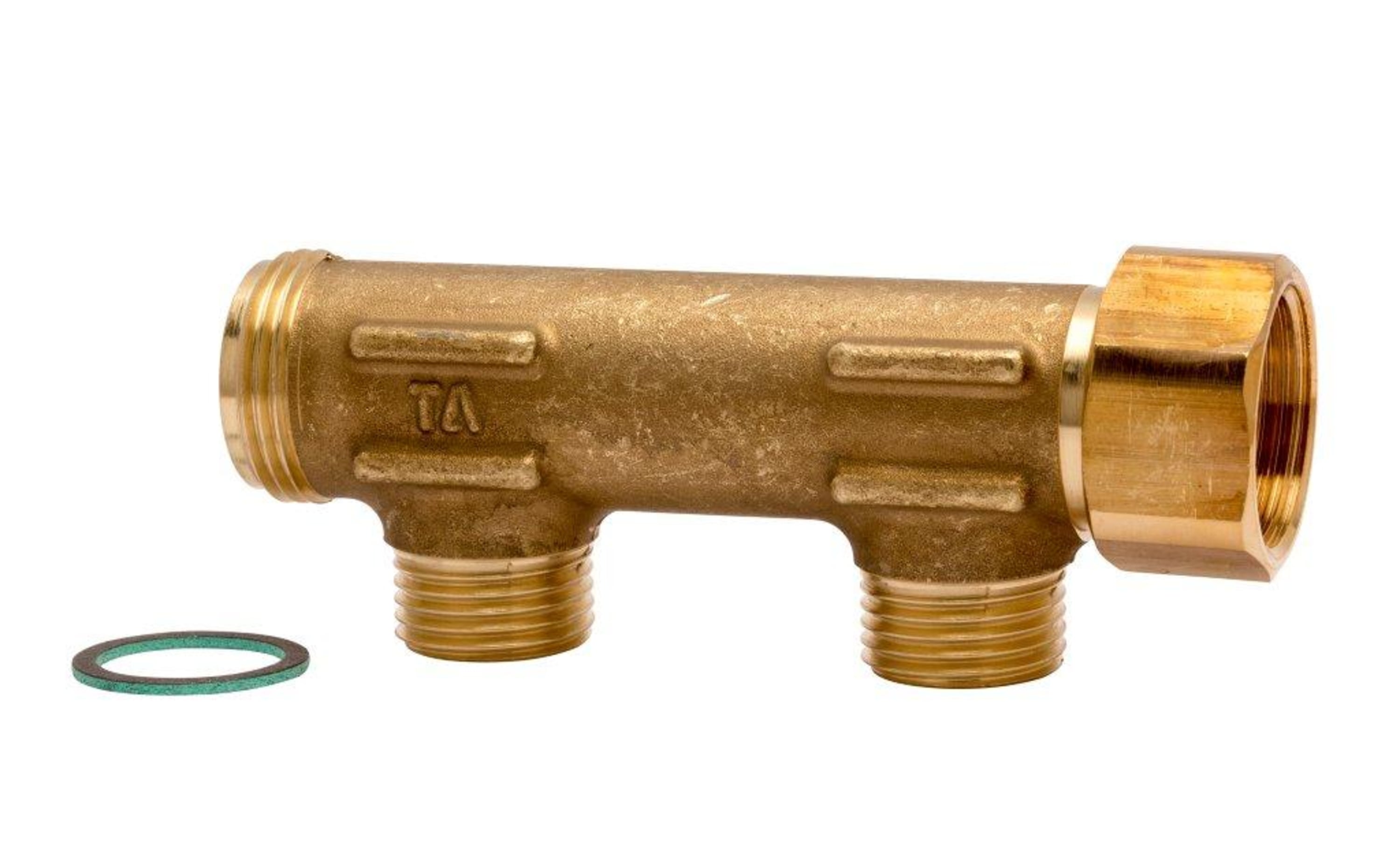 Fordeler for tappevann, 3/4" innv. roterende mutter x utv. gjenger, CC-50 mm, 2 kurser x 1/2"