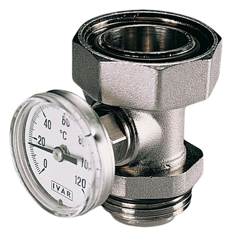 Unionskobling m/termometer for kuleventil 1 1/4&quot; x 1&quot; innv./utv. gjenger