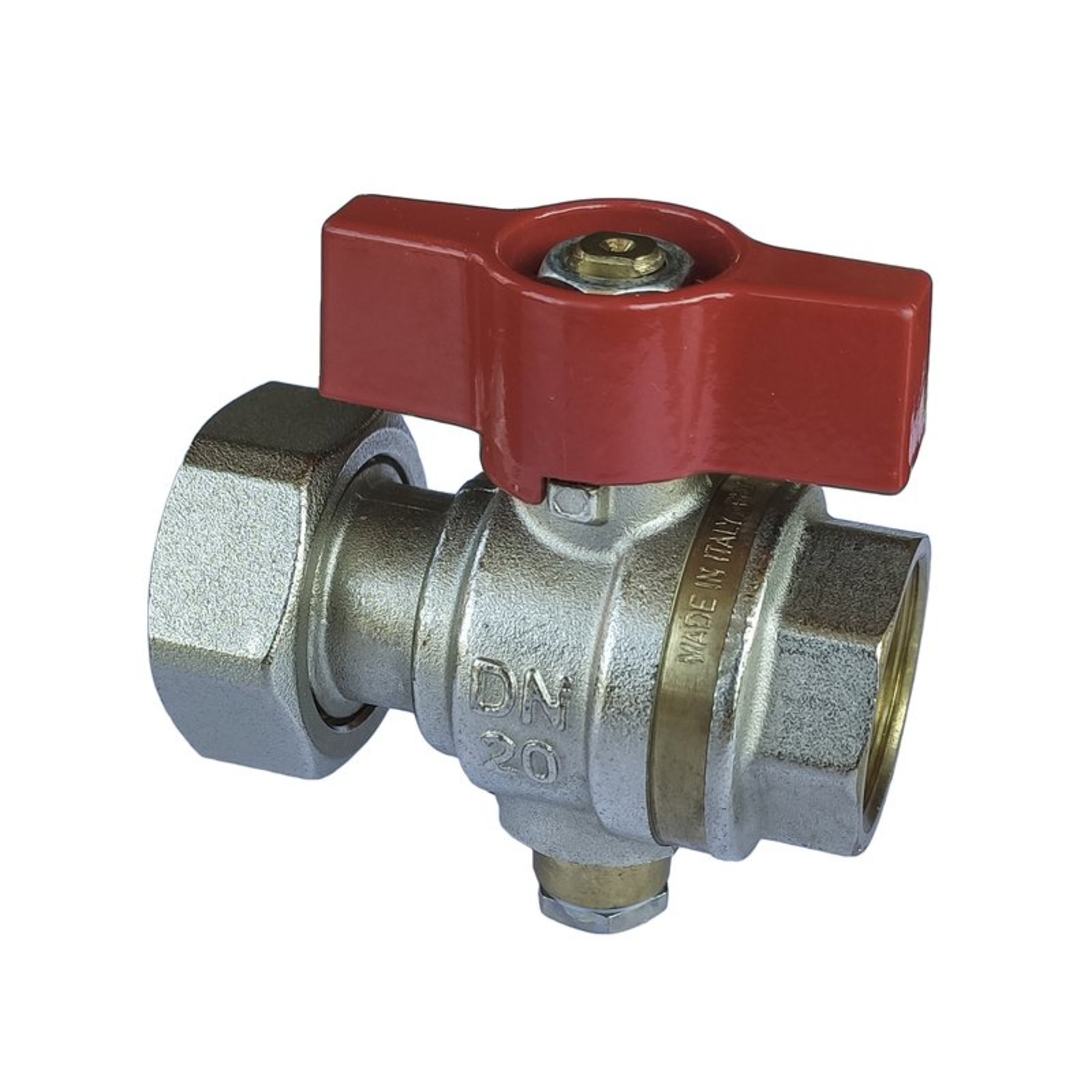 Kuleventil med følerlomme og roterende mutter, 1" x 3/4'' innv. gjenger